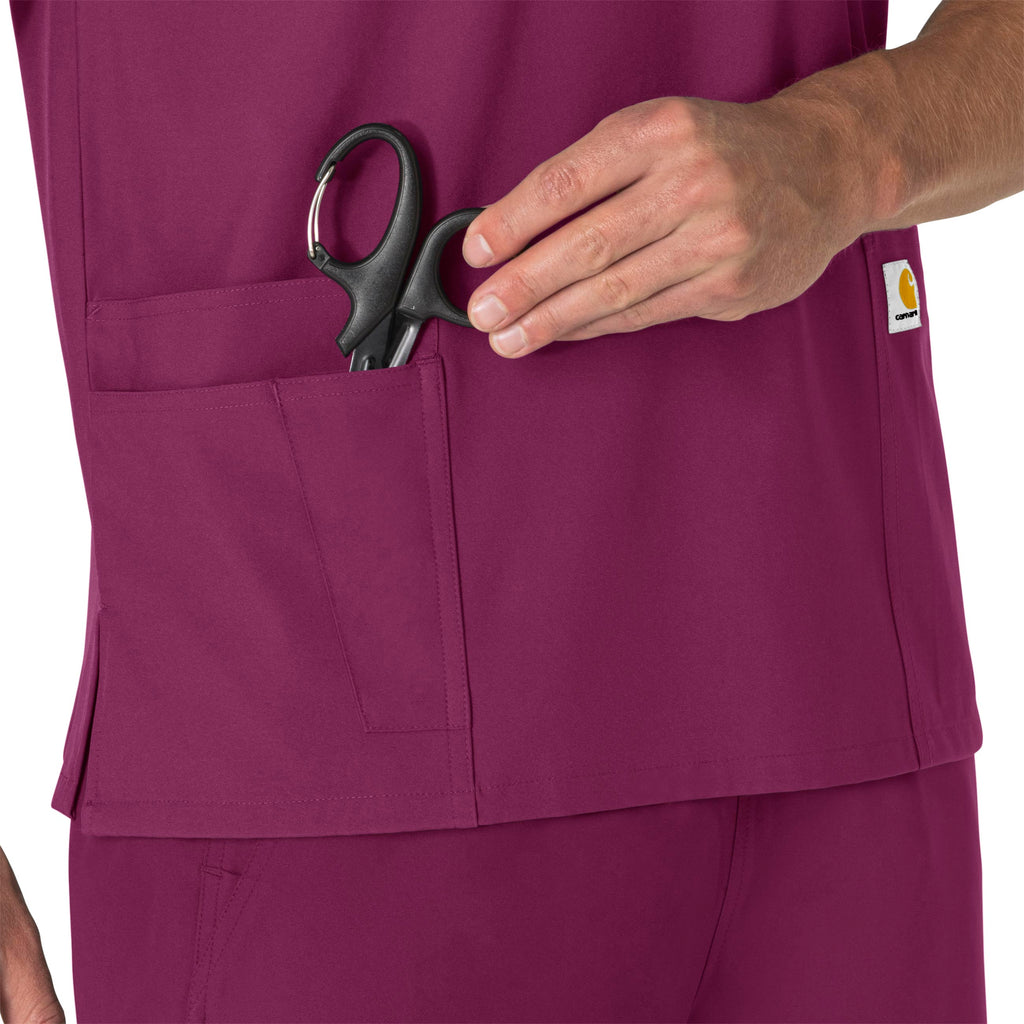 Force Essentials C15013 Unisex V-Neck 6-Pocket Scrub Top Wine