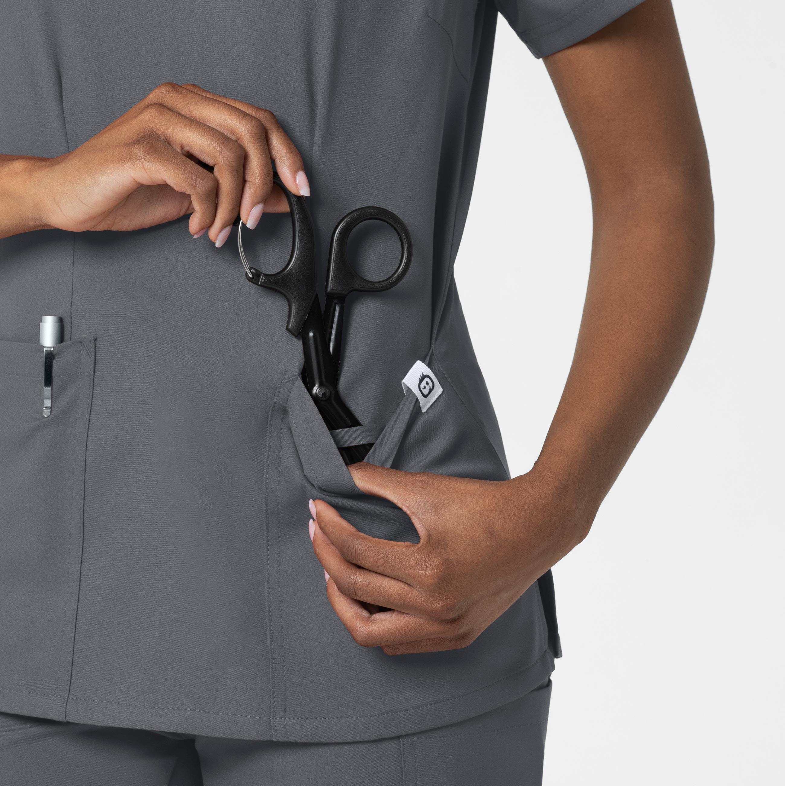 Thrive 6122 Fitted 3-Pocket V-Neck Scrub Top Pewter