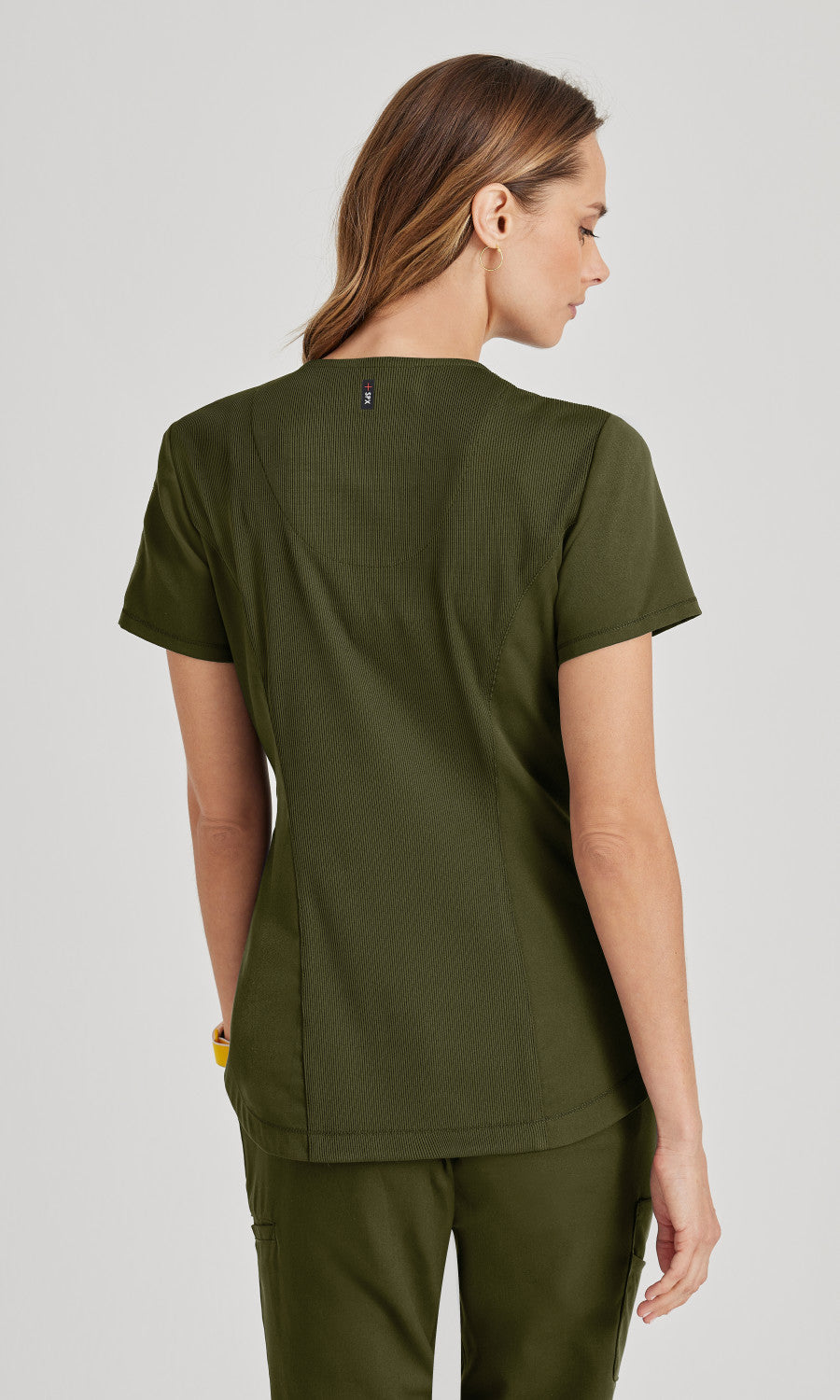 Grey's Anatomy Stretch GRST136 Capri Tuck-in Scrub Top Olive