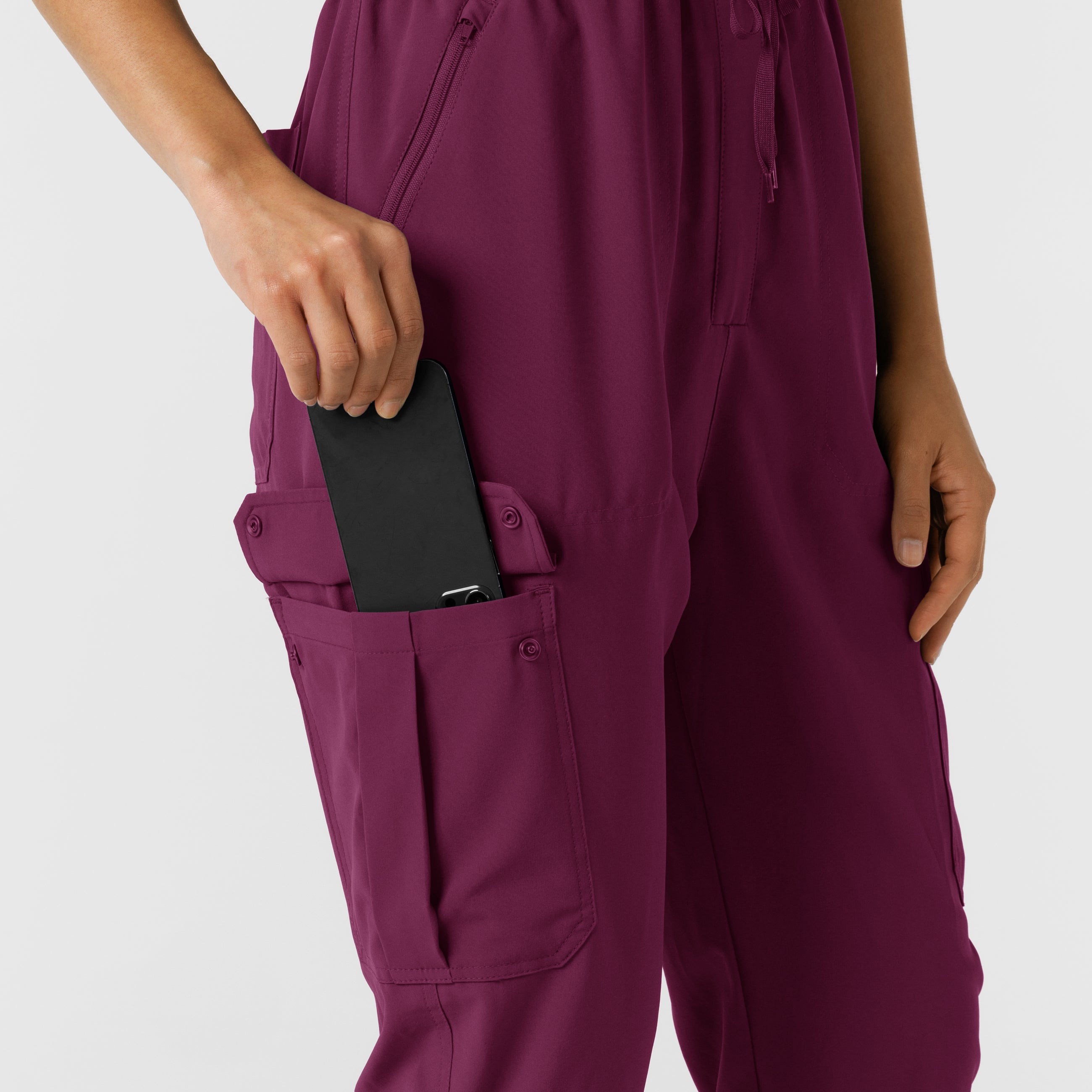 RENEW 3234 Cargo Jogger Scrub Jumpsuit Wine