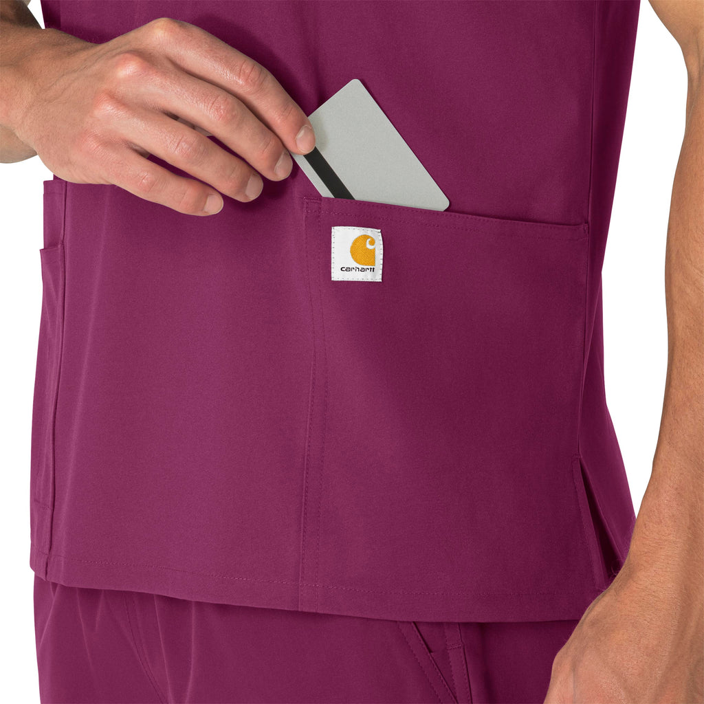 Force Essentials C15013 Unisex V-Neck 6-Pocket Scrub Top Wine