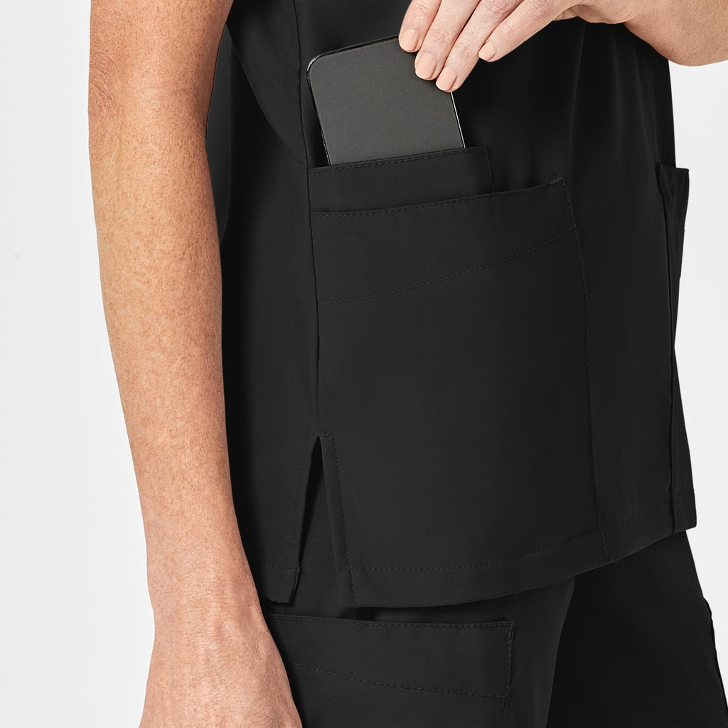 W123 6855 Unisex 4 Pocket Utility Scrub Top Black
