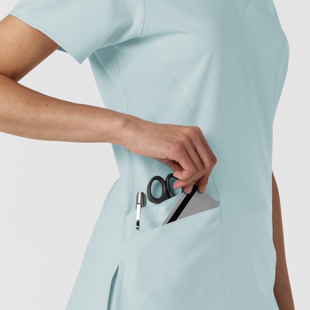 W123 6155 Stylized V-Neck Scrub Top Sky Blue