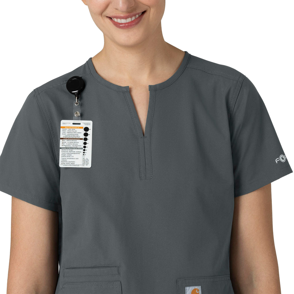 Force Essentials C12213 Notch Neck Tunic Scrub Top Pewter