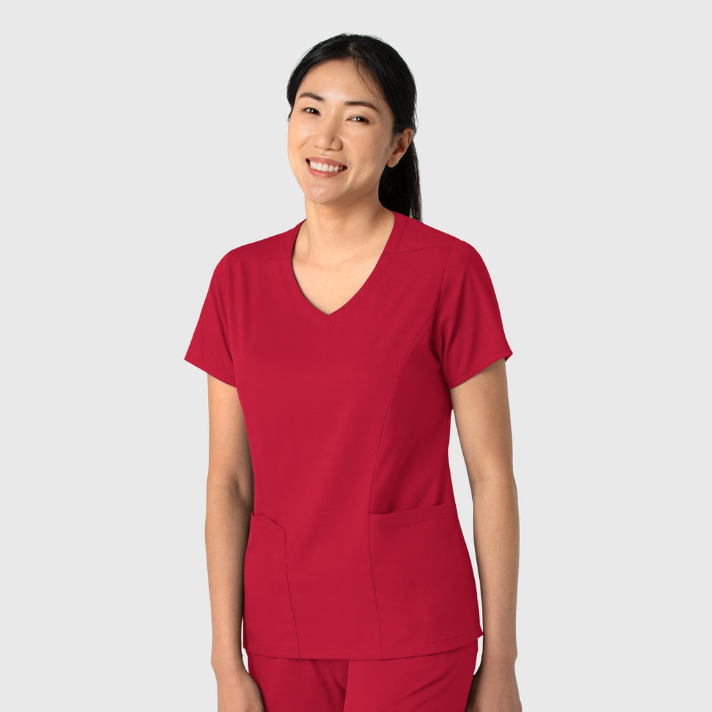 Boundless 6251 2-Pocket V-Neck Scrub Top Red