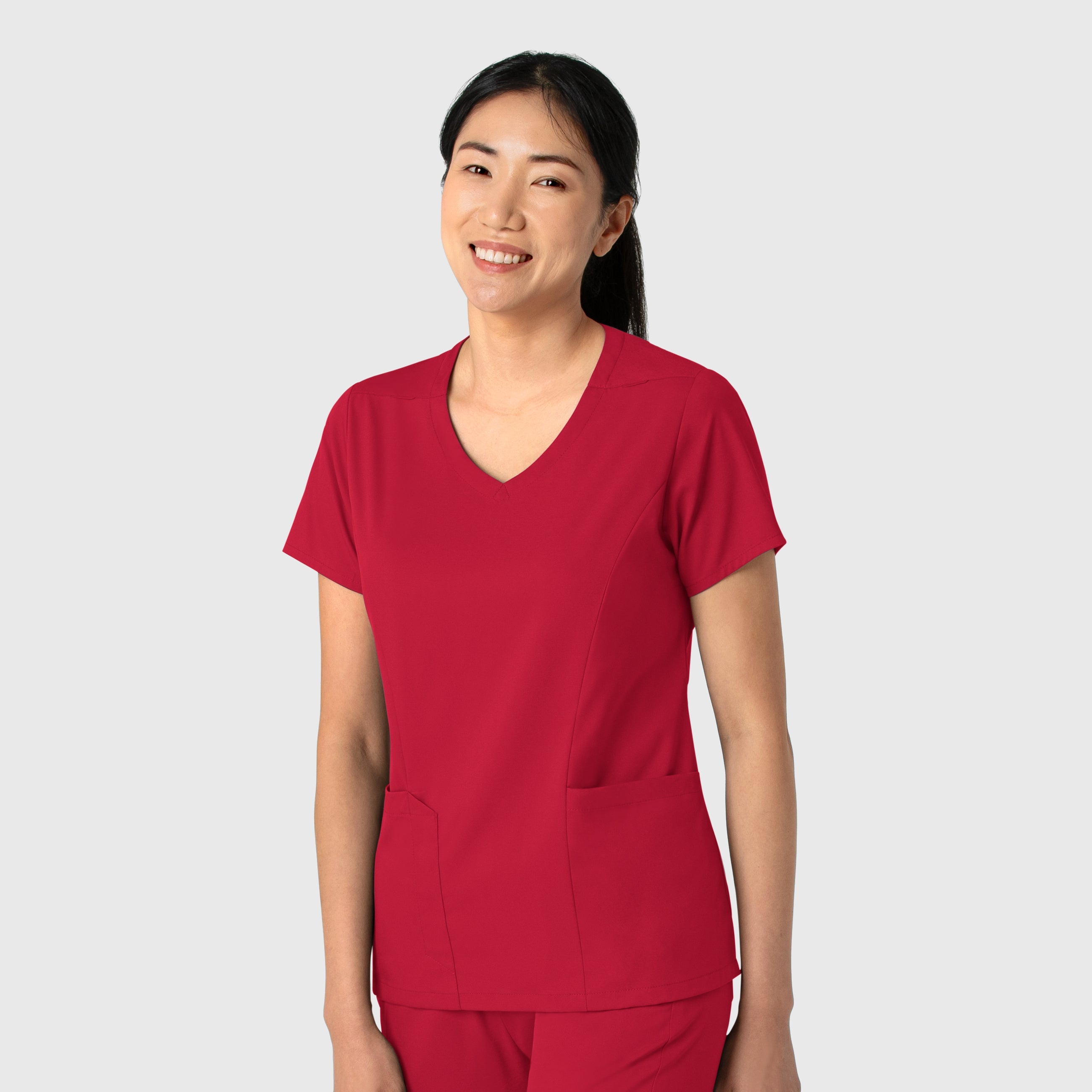 Boundless 6251 2-Pocket V-Neck Scrub Top Red