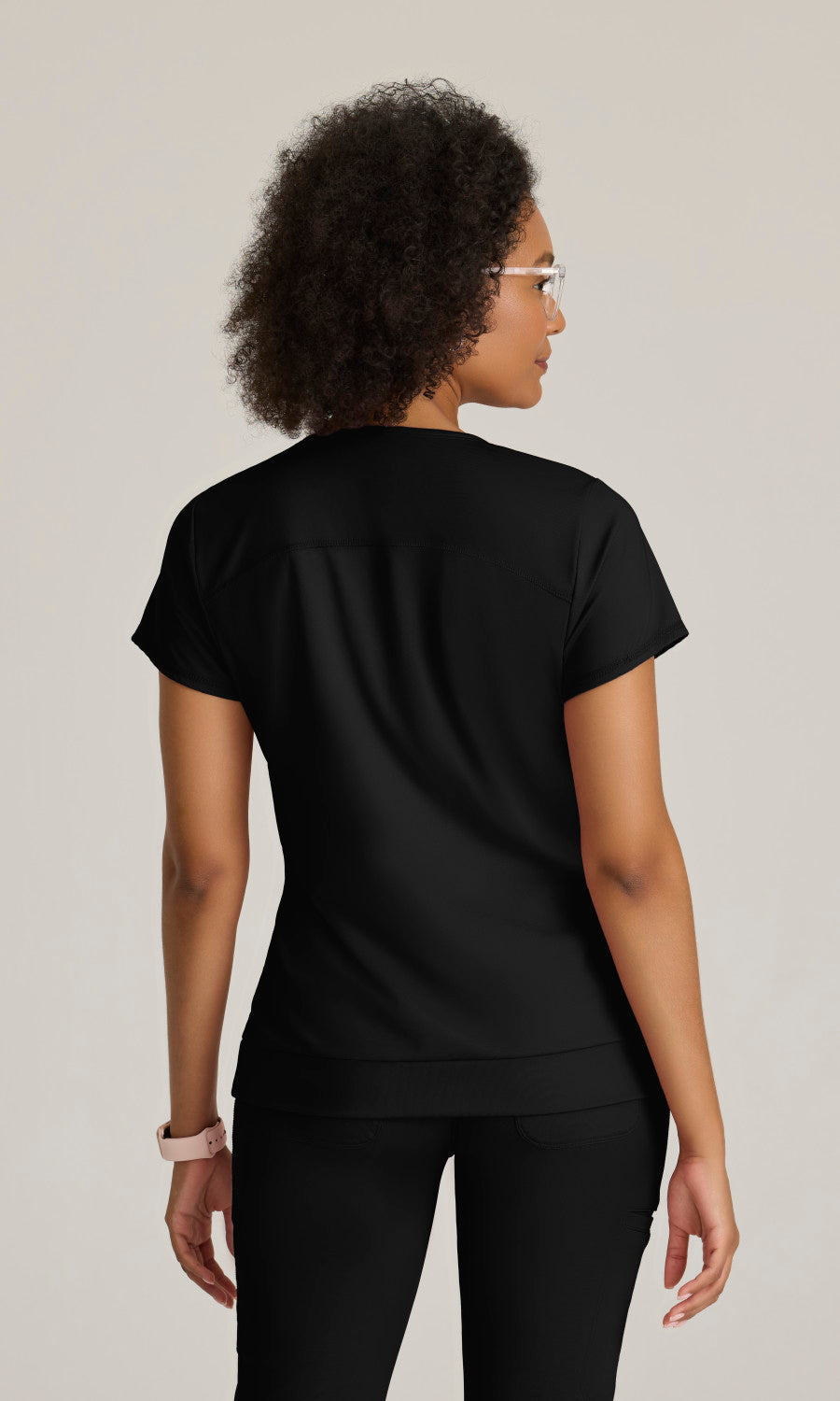 Grey's Anatomy Knits GRST250 Motivate Knit Scrub Top Black