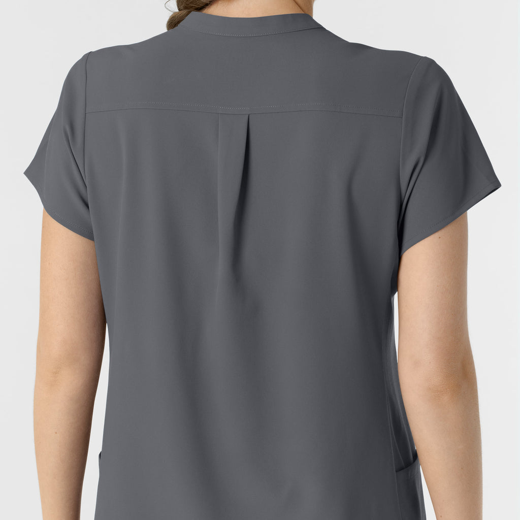 RENEW 6734 Mandarin Collar Scrub Top Pewter