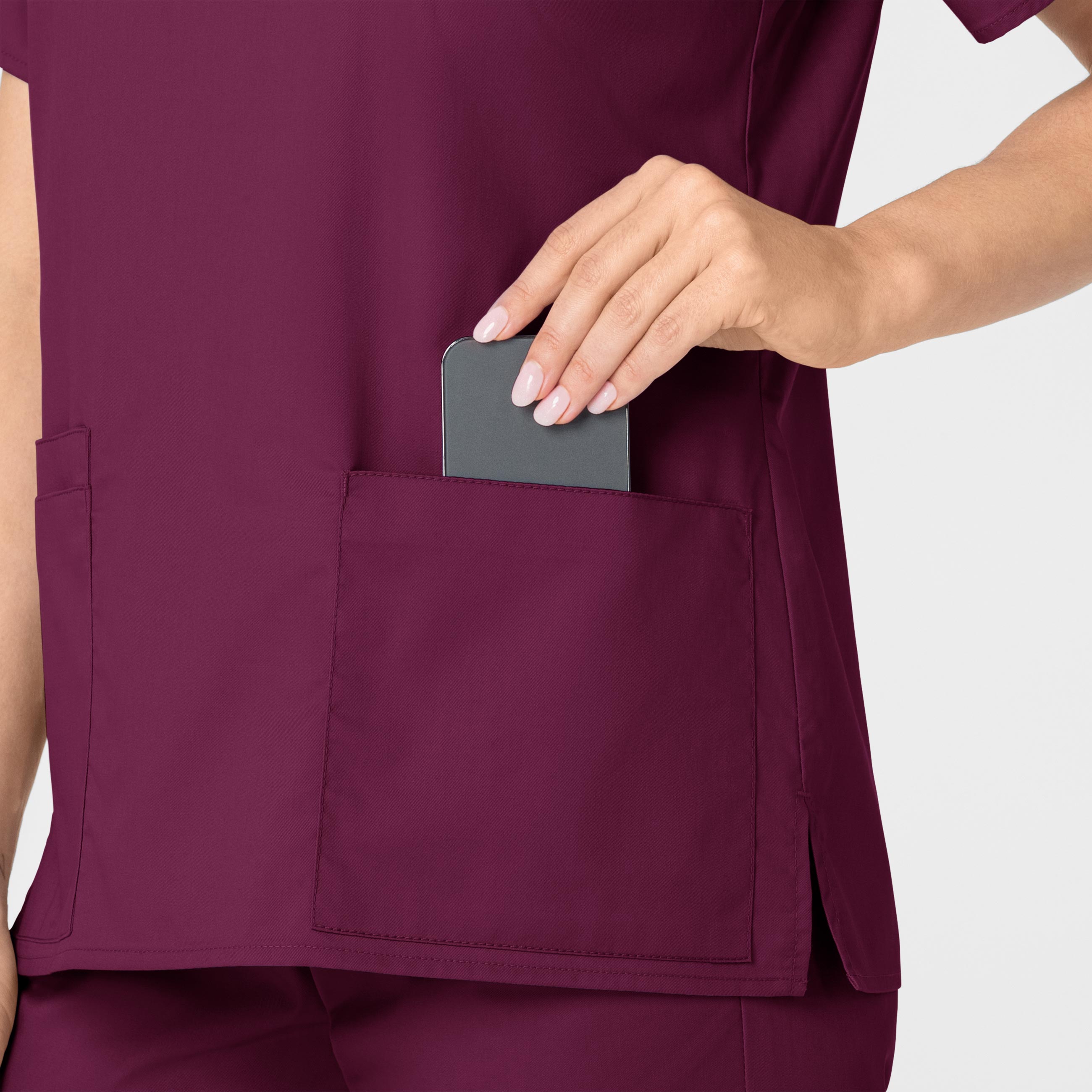 WonderWORK 101 V-Neck Scrub Top Wine