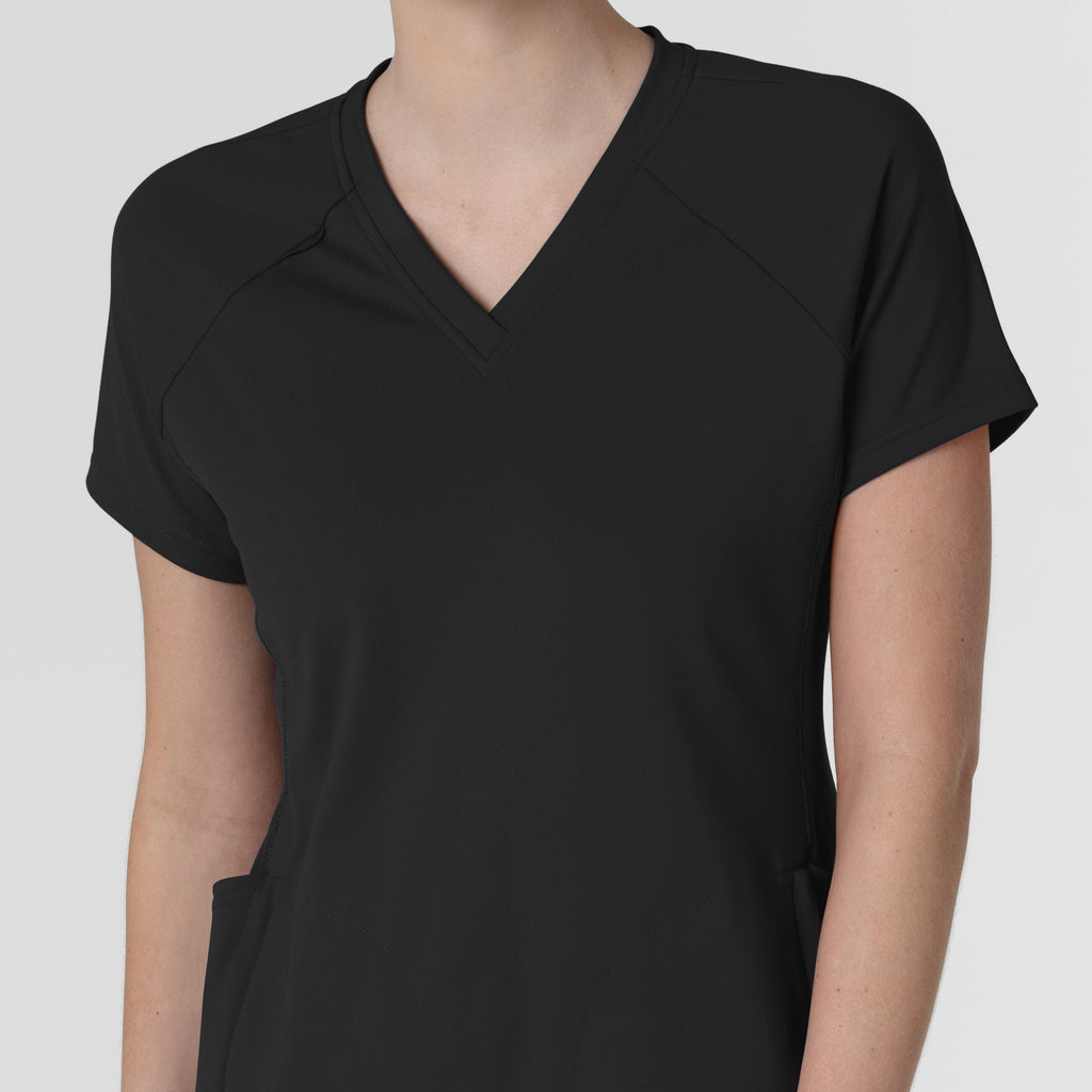 RENEW 6259 Knit Flex-n-Reach V-Neck Raglan Scrub Top Black