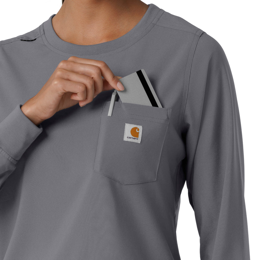 Force Cross-Flex C13610 Women's Crew Neck Long Sleeve Scrub Top Pewter