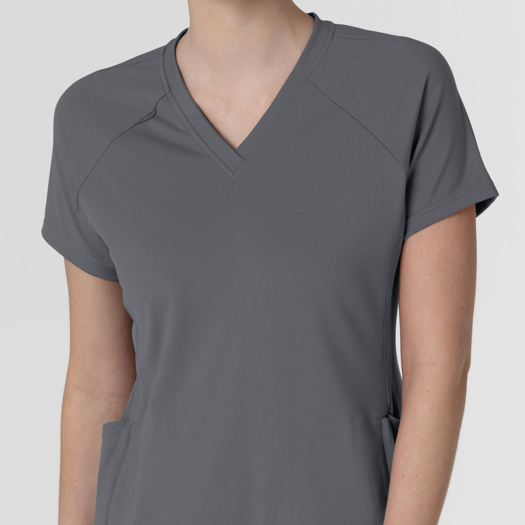 RENEW 6259 Knit Flex-n-Reach V-Neck Raglan Scrub Top Pewter