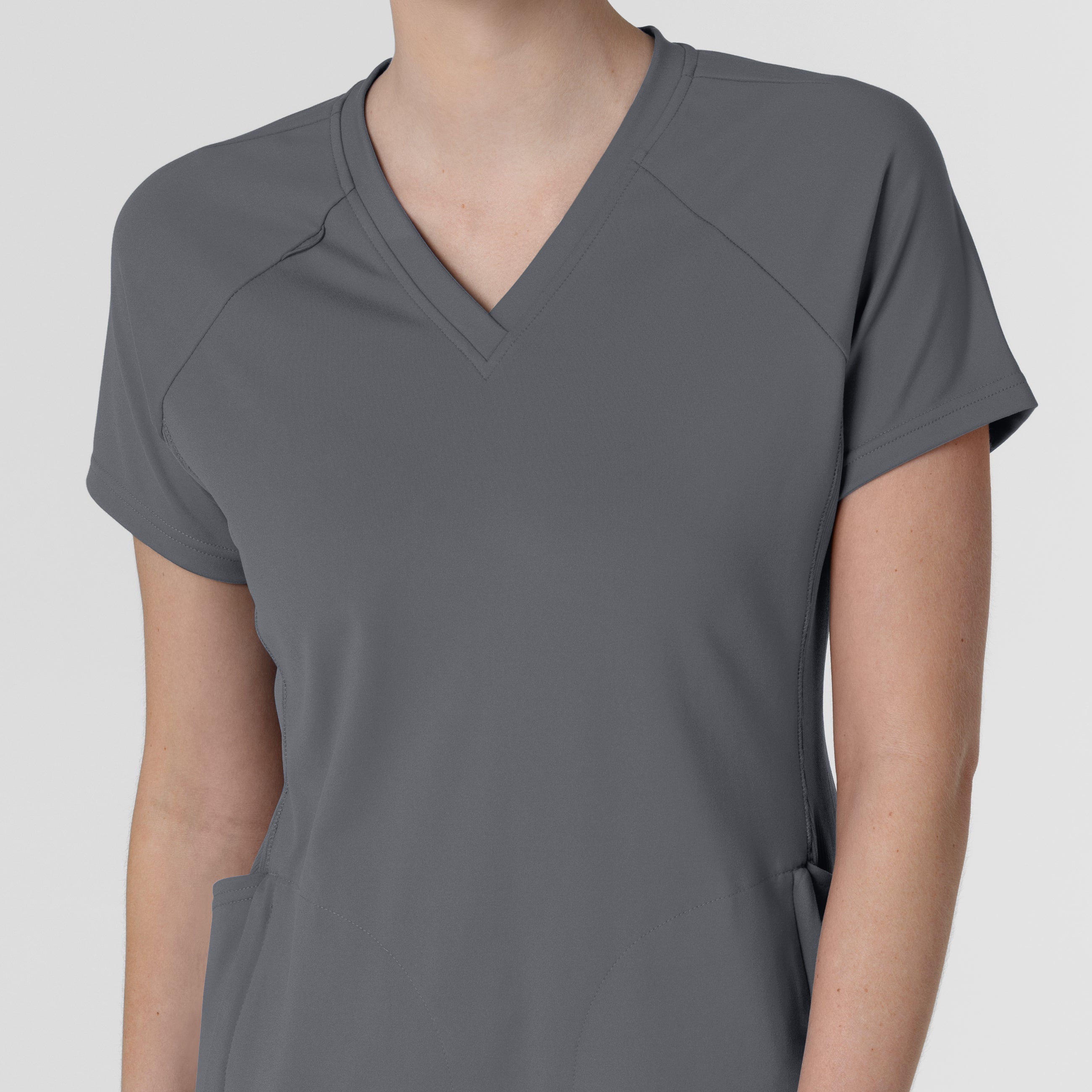 RENEW 6259 Knit Flex-n-Reach V-Neck Raglan Scrub Top Pewter