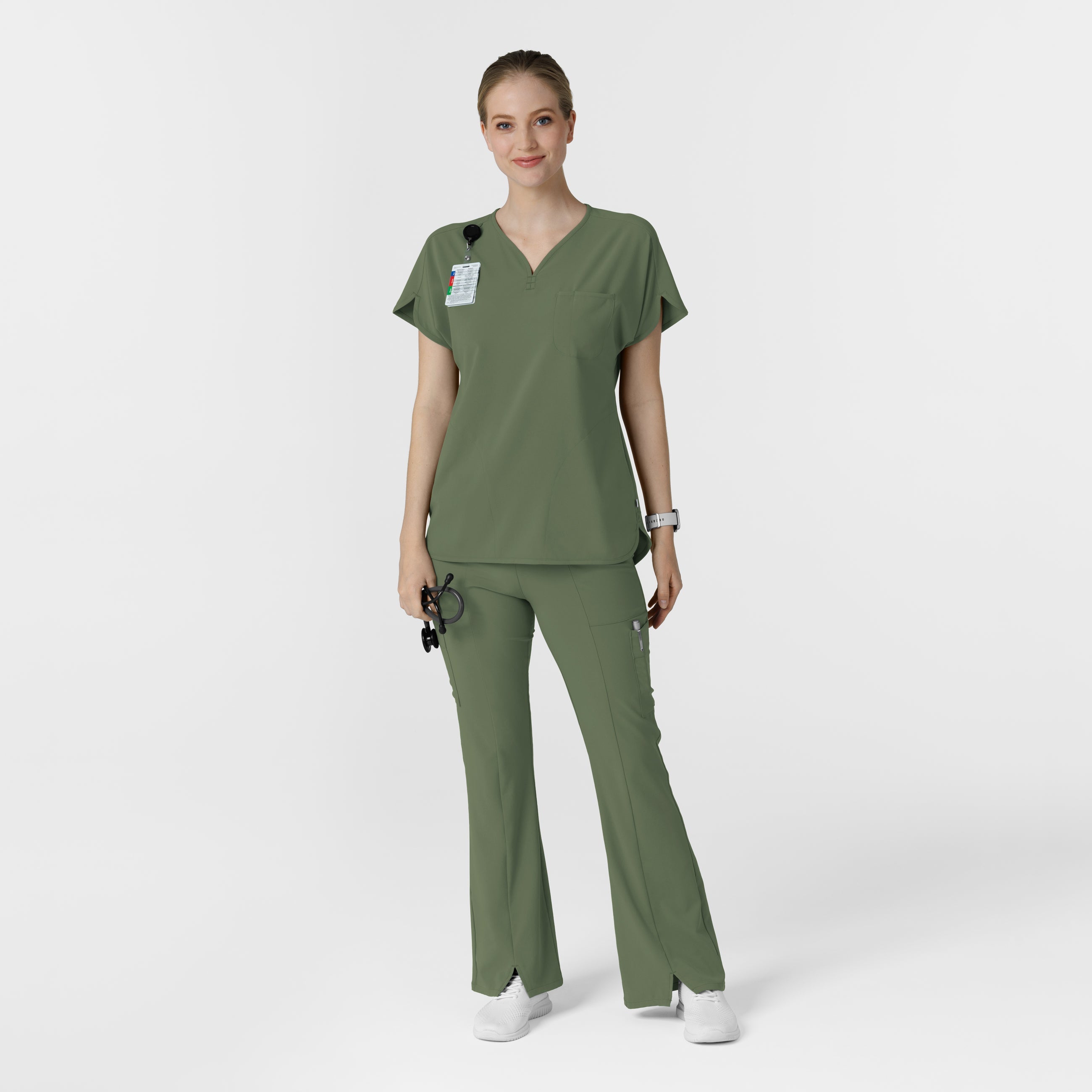 RENEW 5534 Cargo Flare Scrub Pants Olive
