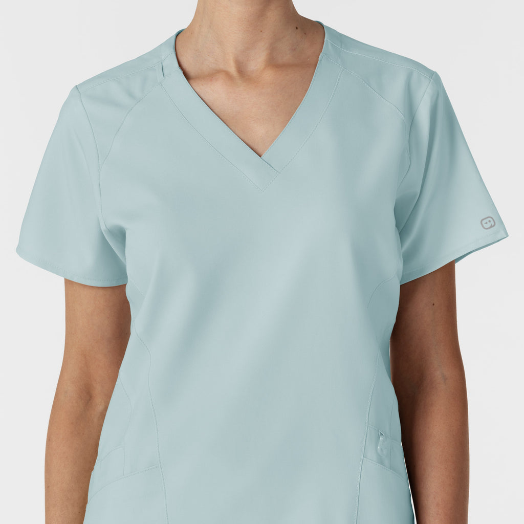 W123 6155 Stylized V-Neck Scrub Top Sky Blue