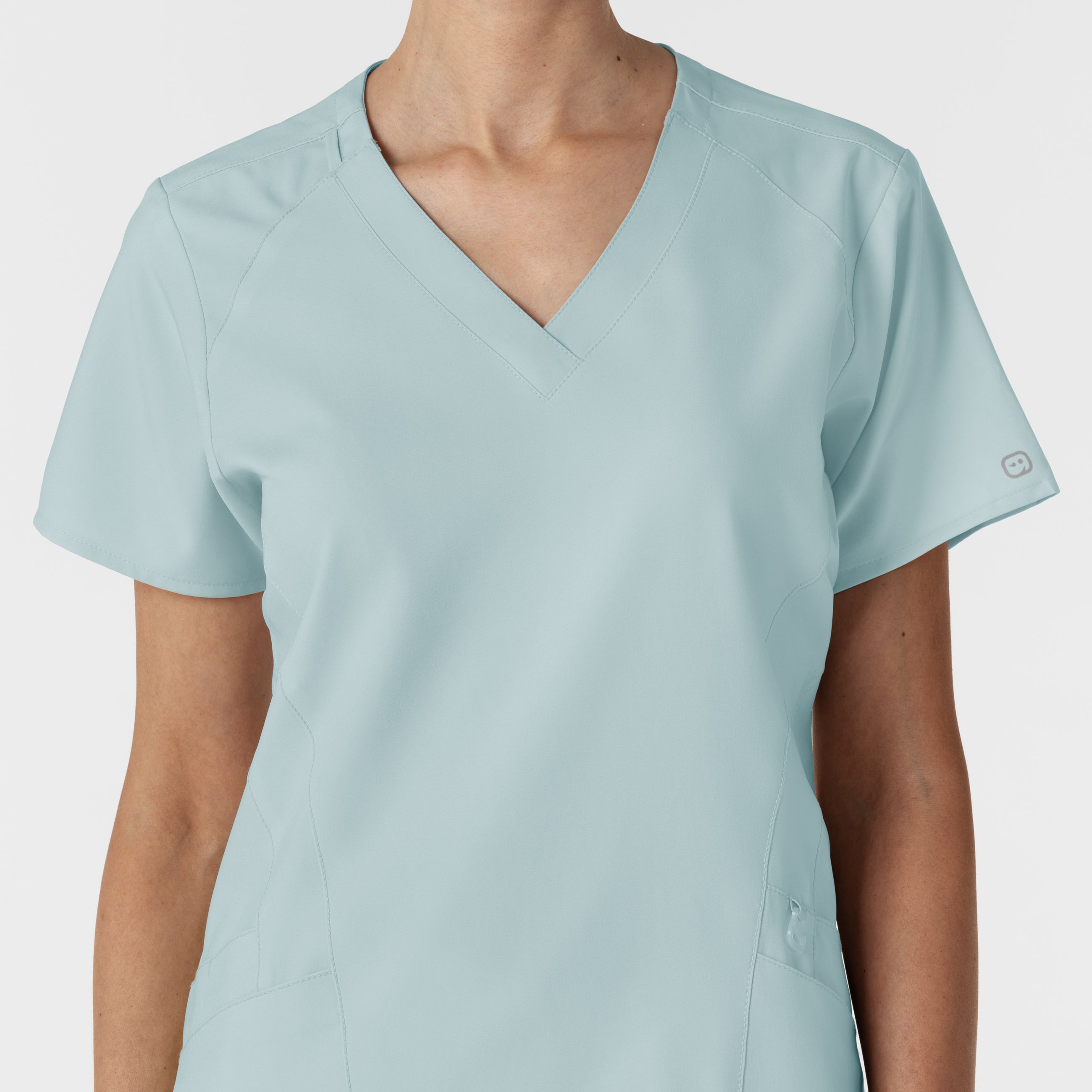 W123 6155 Stylized V-Neck Scrub Top Sky Blue