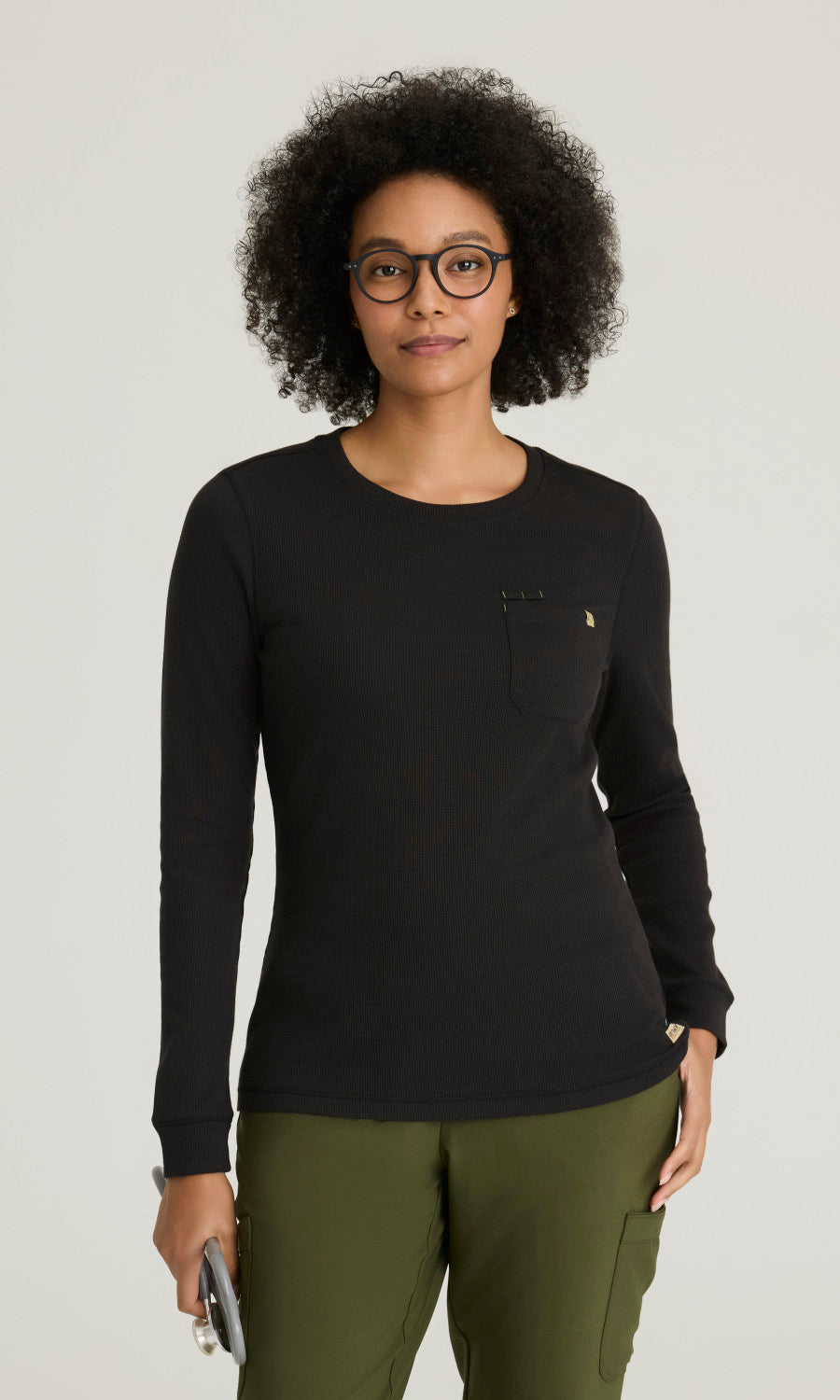 Grey's Anatomy Evolve GSST257 Wanderlust Long Sleeve Top Black