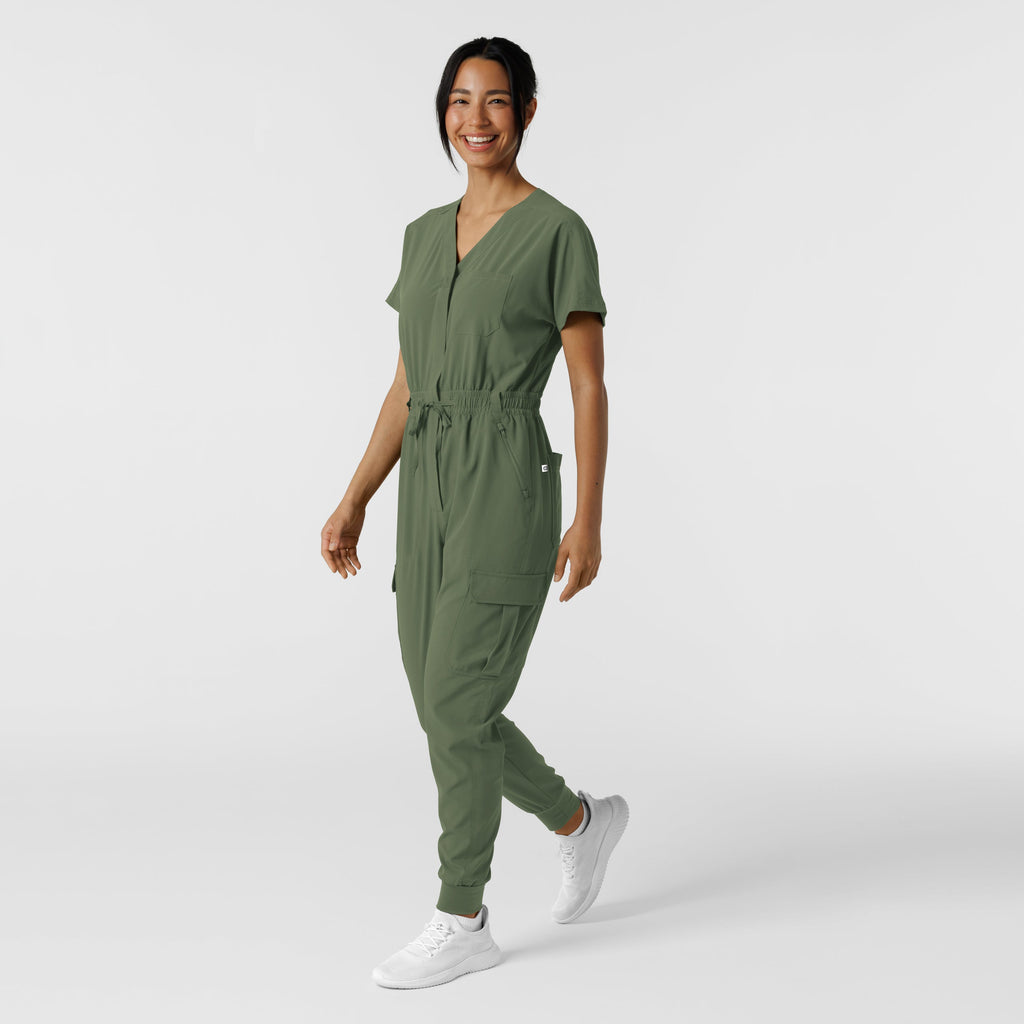 RENEW 3234 Cargo Jogger Scrub Jumpsuit Olive