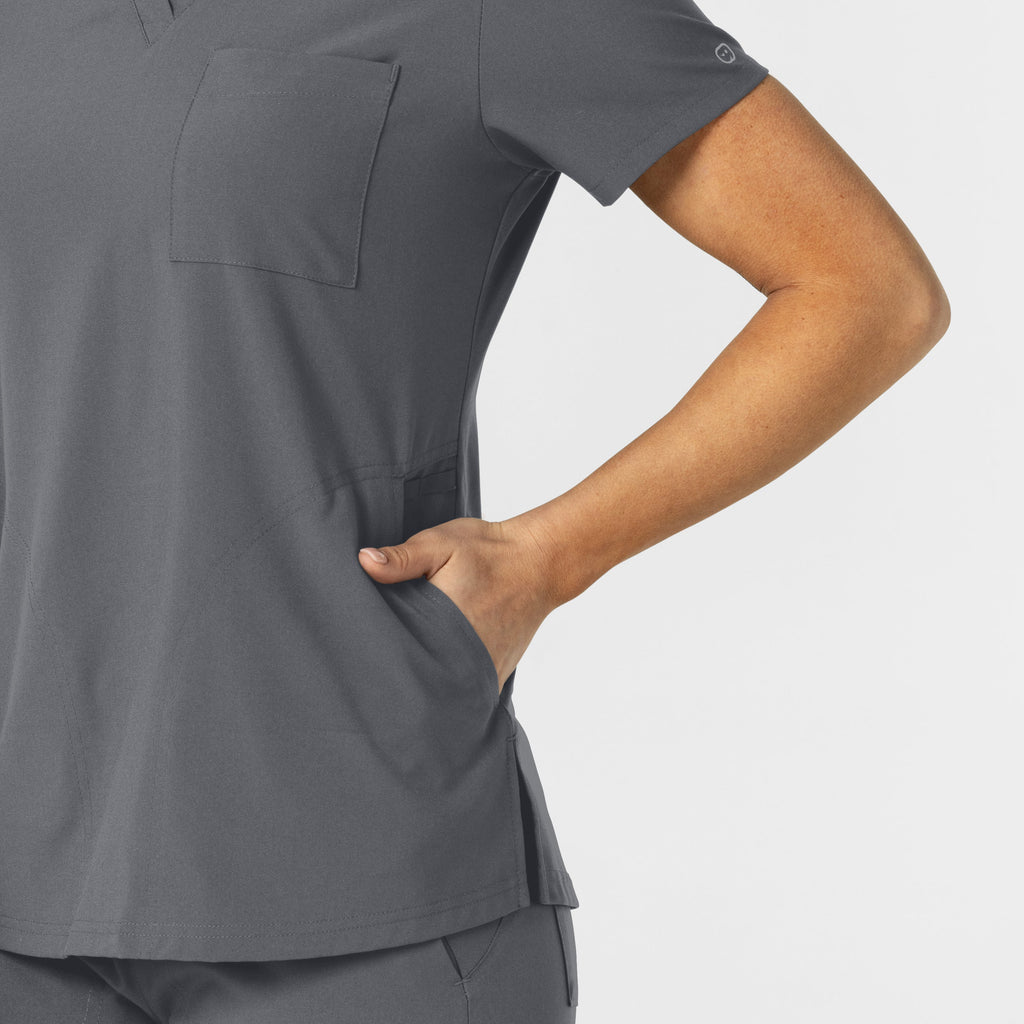 W123 6045 Flex-n-Reach V-Neck Scrub Top Pewter
