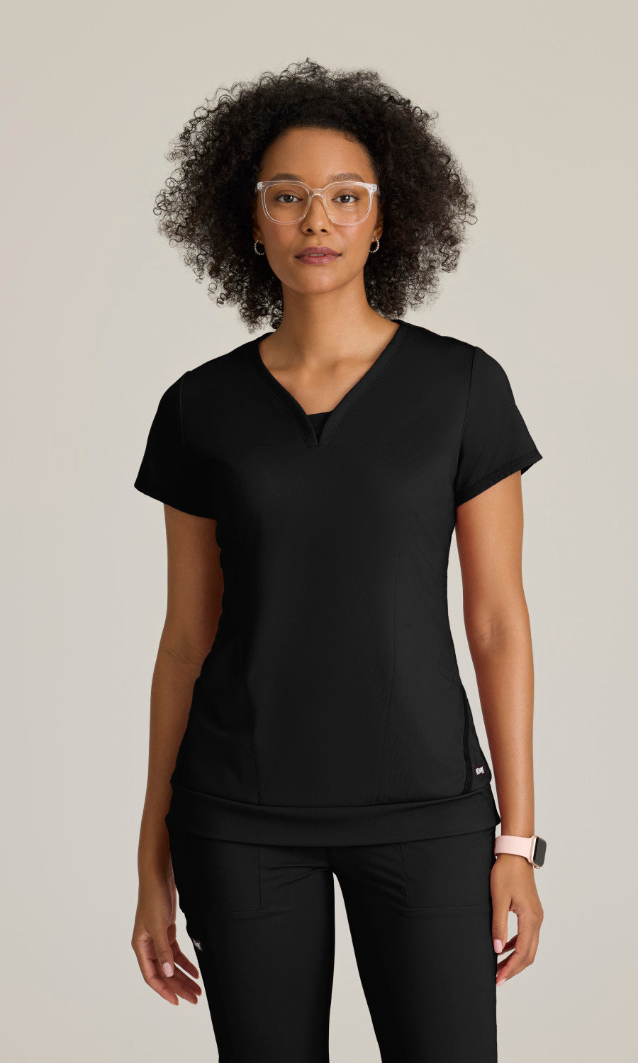 Grey's Anatomy Knits GRST250 Motivate Knit Scrub Top Black