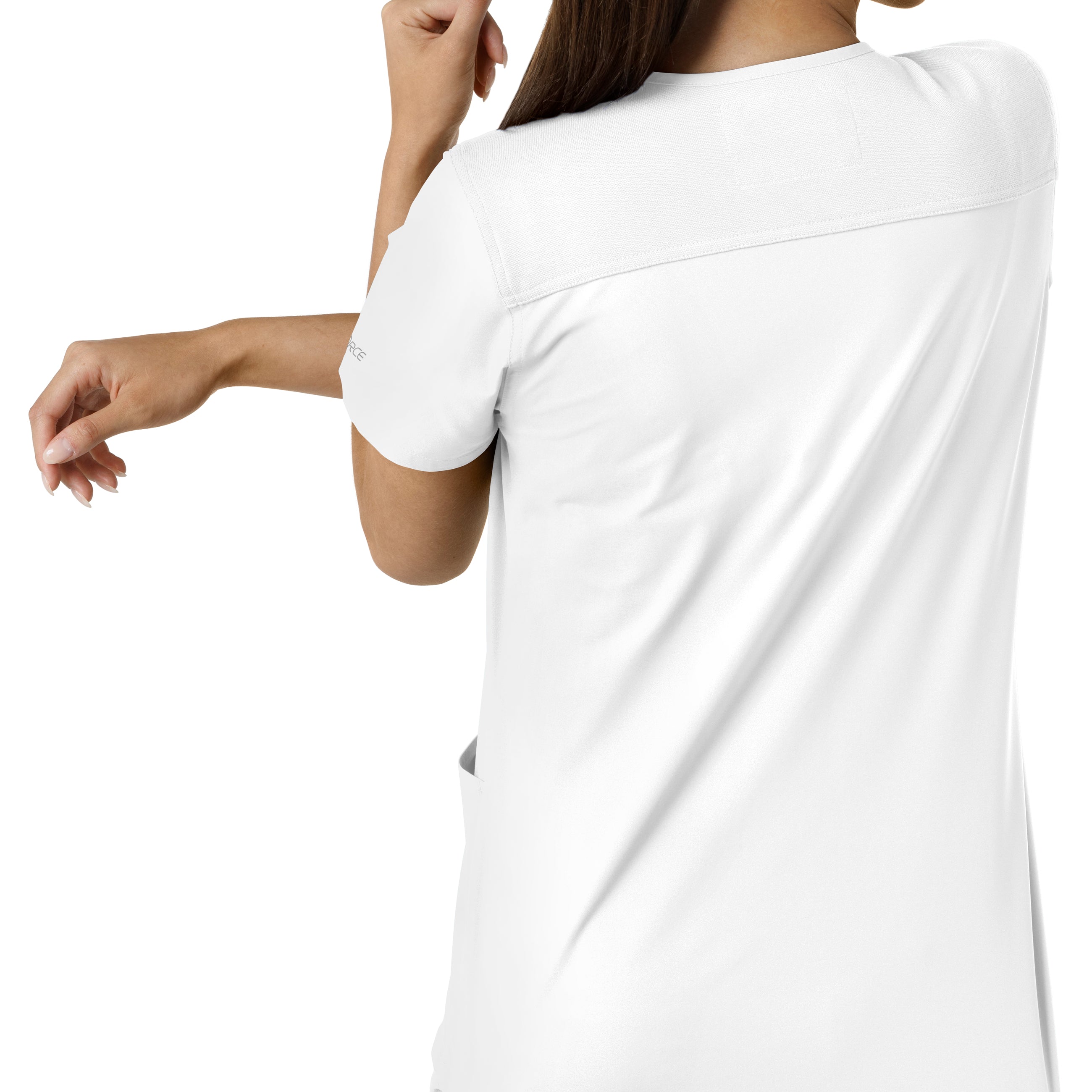 Force Essentials C12313 V-Neck Knit Panel Scrub Top White