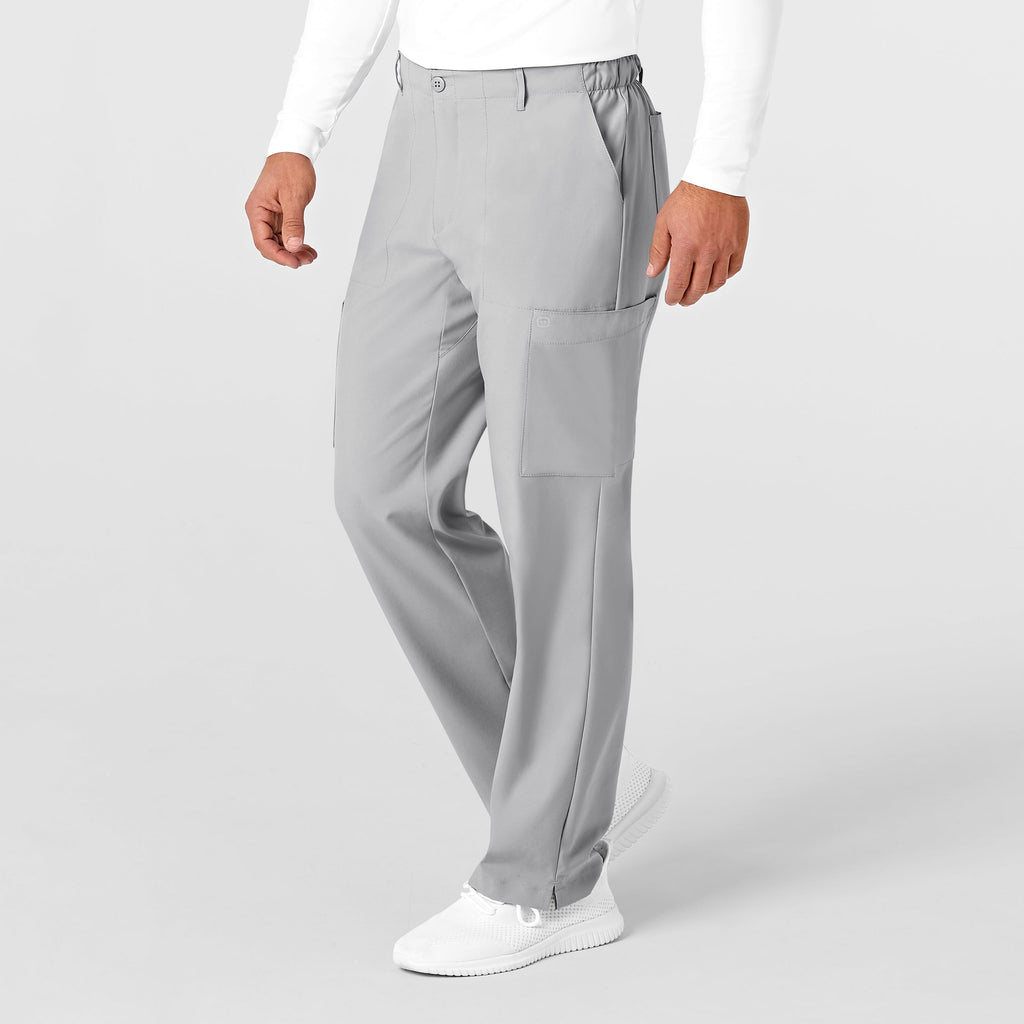 W123 5355 Men's Flat Front Cargo Scrub Pants Grey