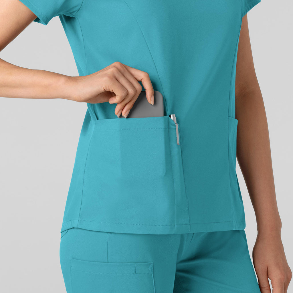 Boundless 6251 2-Pocket V-Neck Scrub Top Teal
