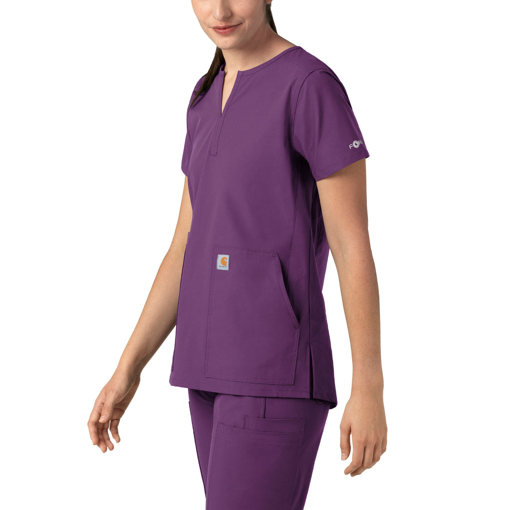 Force Essentials C12213 Notch Neck Tunic Scrub Top Eggplant