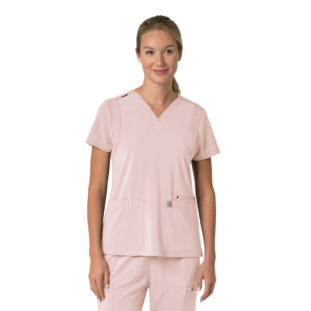 Force Cross-Flex C13210 Women's Flex Panel V-Neck Scrub Top Soft Rose