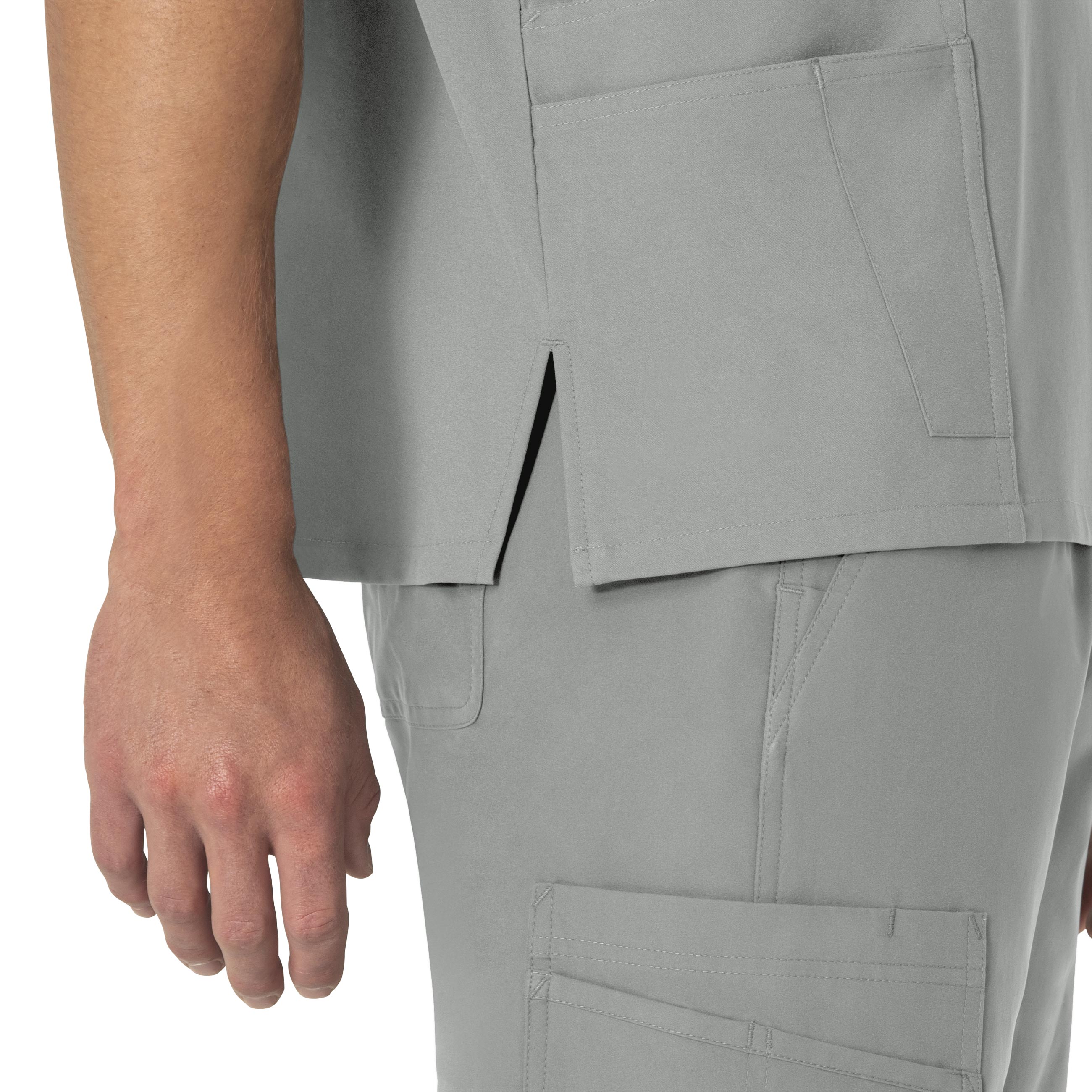 Force Essentials C15013 Unisex V-Neck 6-Pocket Scrub Top Grey