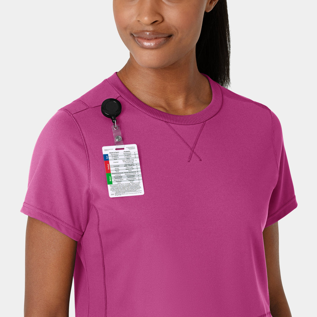 RENEW 6359 Knit Flex-n-Reach Crew Neck Scrub Top Raspberry
