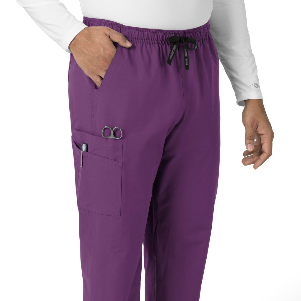 Force Essentials C55013 Unisex Elastic Waist Cargo Scrub Pants Eggplant