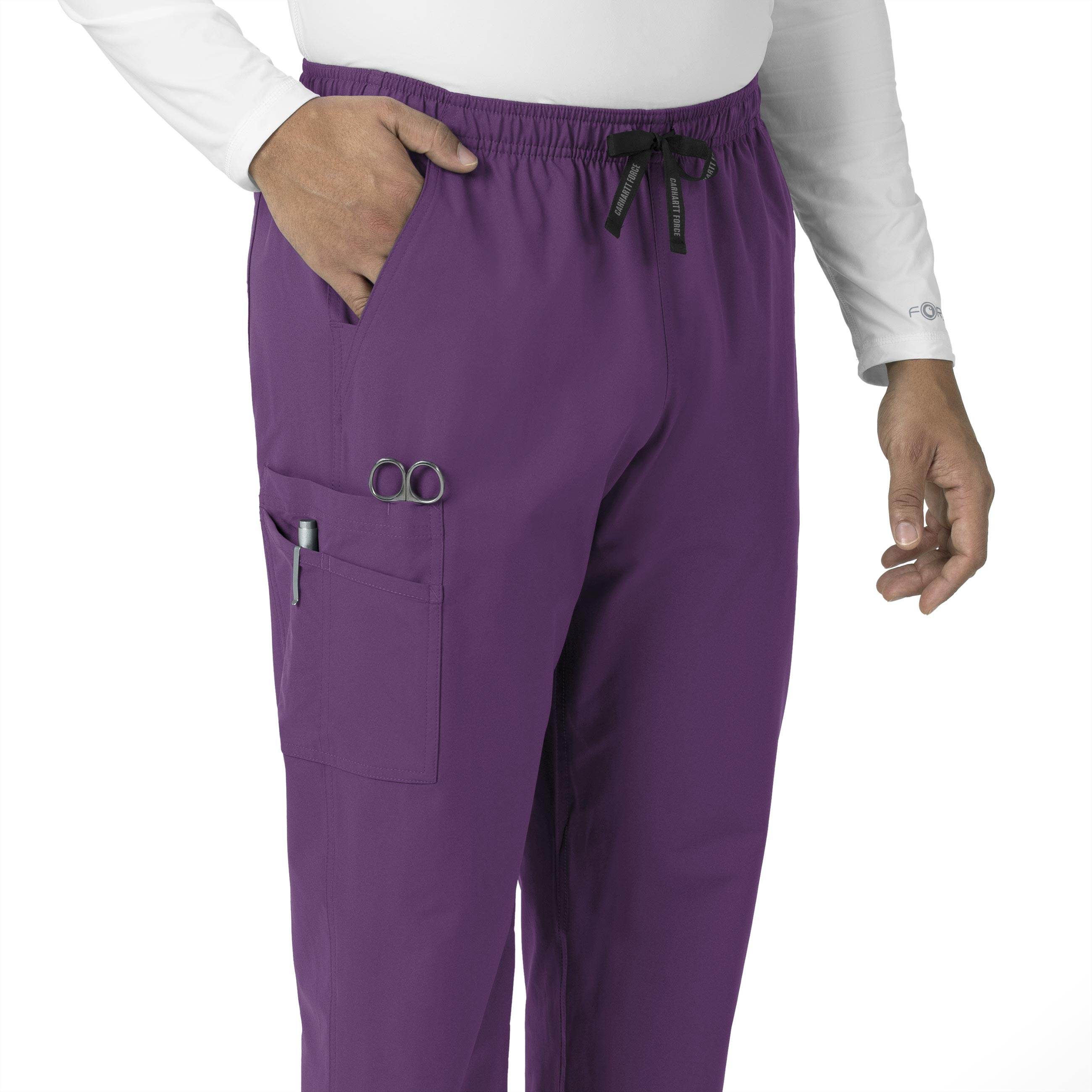 Force Essentials C55013 Unisex Elastic Waist Cargo Scrub Pants Eggplant