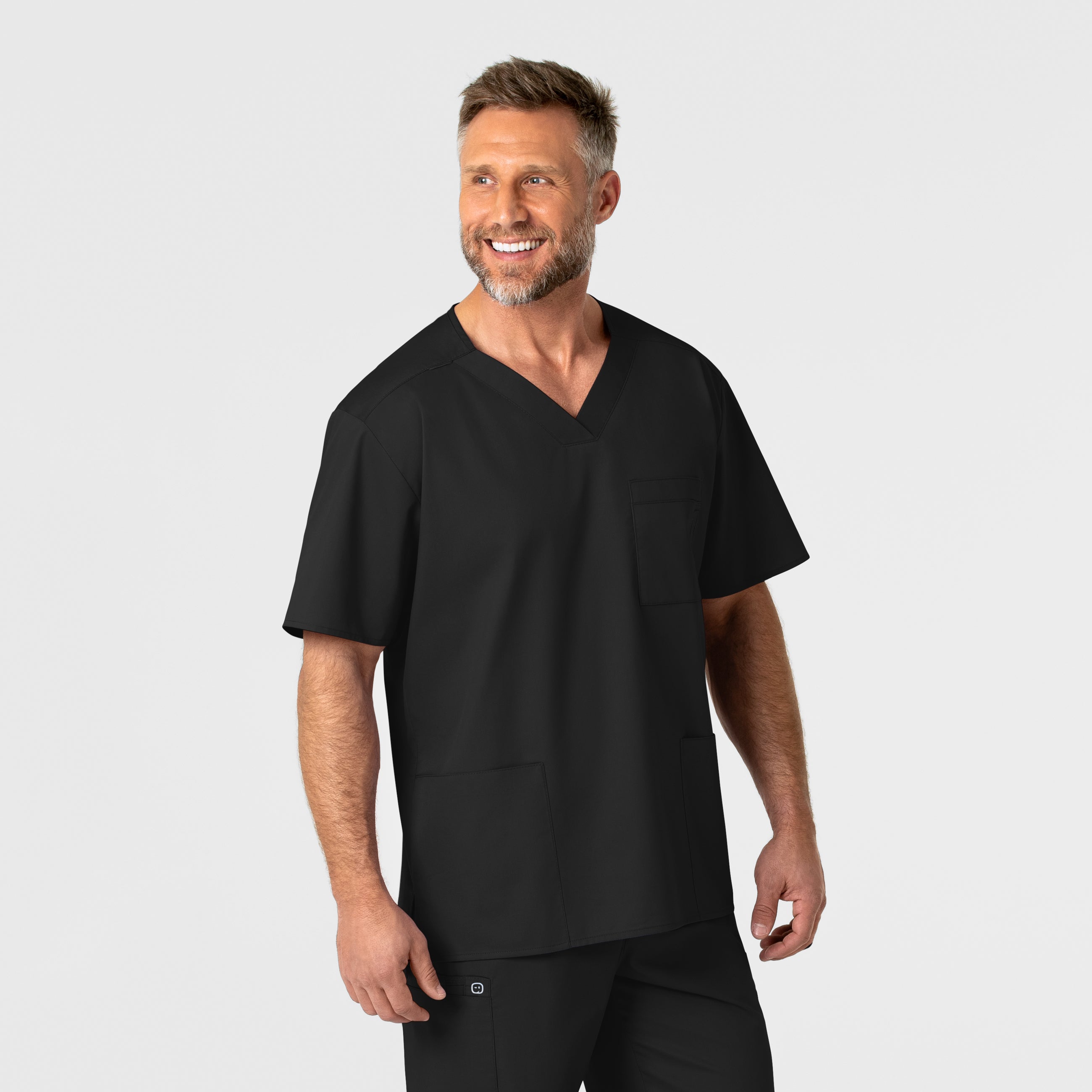 WonderWORK 103 Men's V-Neck Scrub Top Black