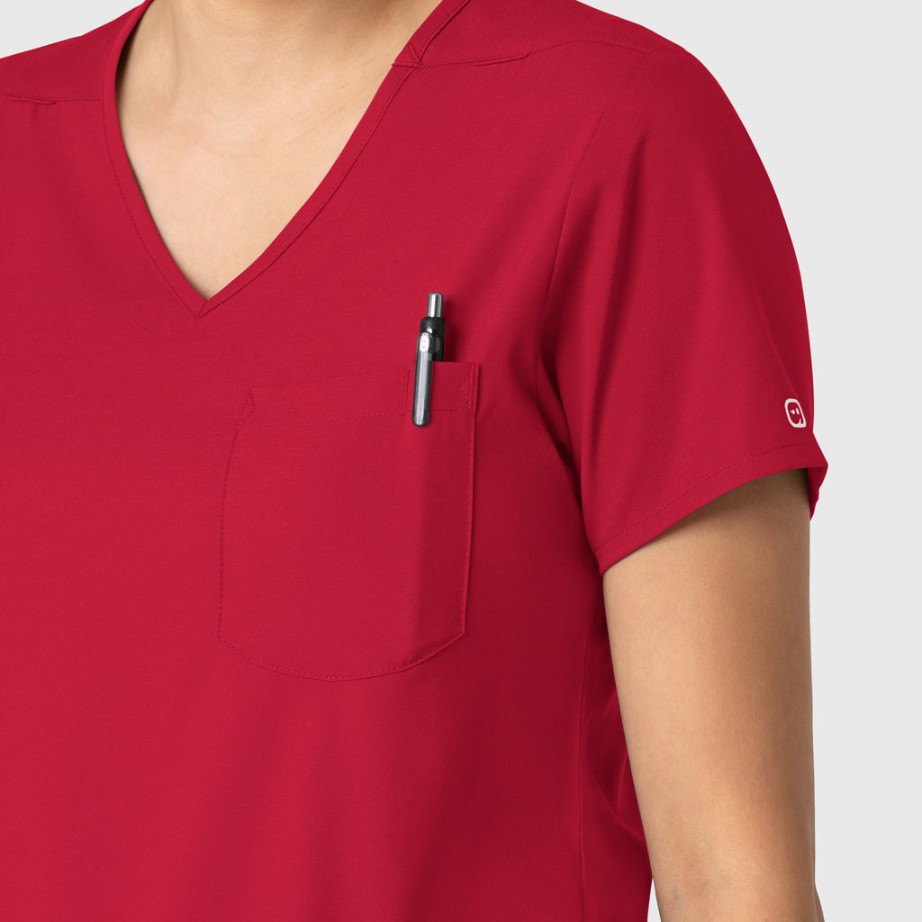 Boundless 6151 Tuck-In Scrub Top Red