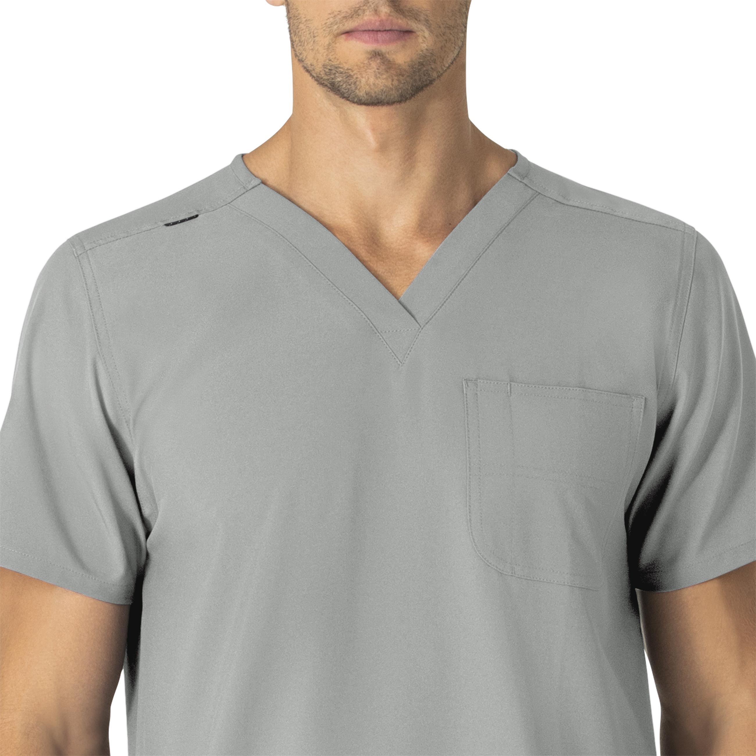 Force Essentials C15013 Unisex V-Neck 6-Pocket Scrub Top Grey