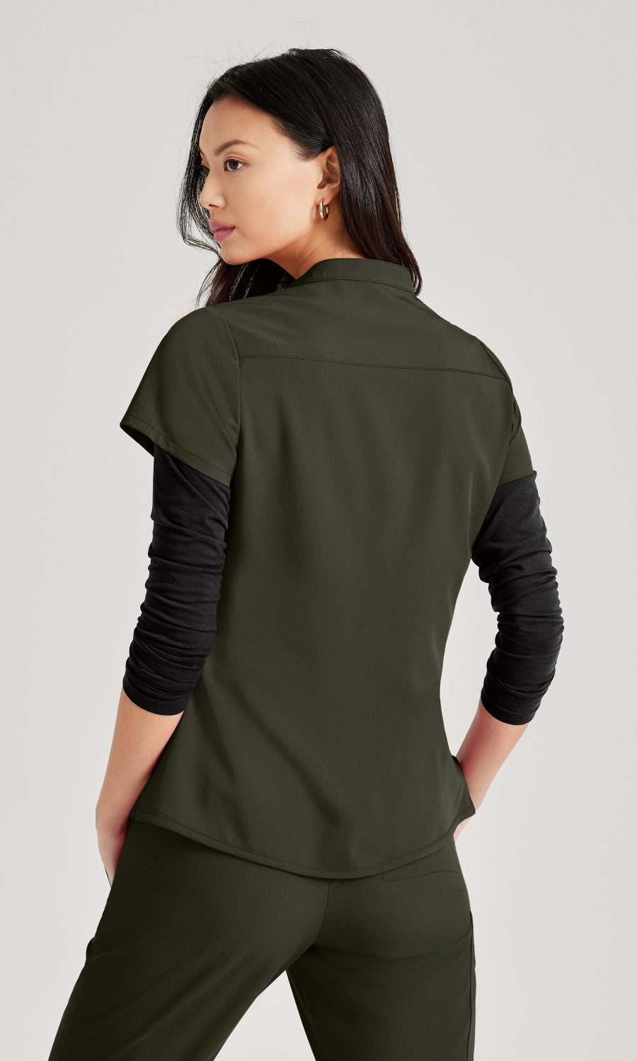 Barco Unify BUT163 Mission Scrub Top Olive