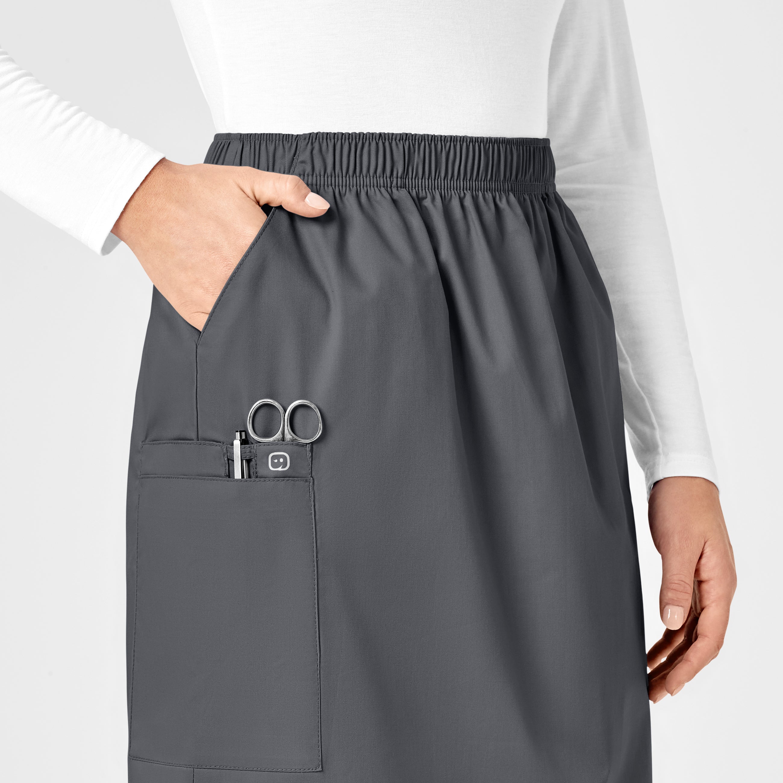 WonderWORK 701 Pull On Cargo Skirt Pewter