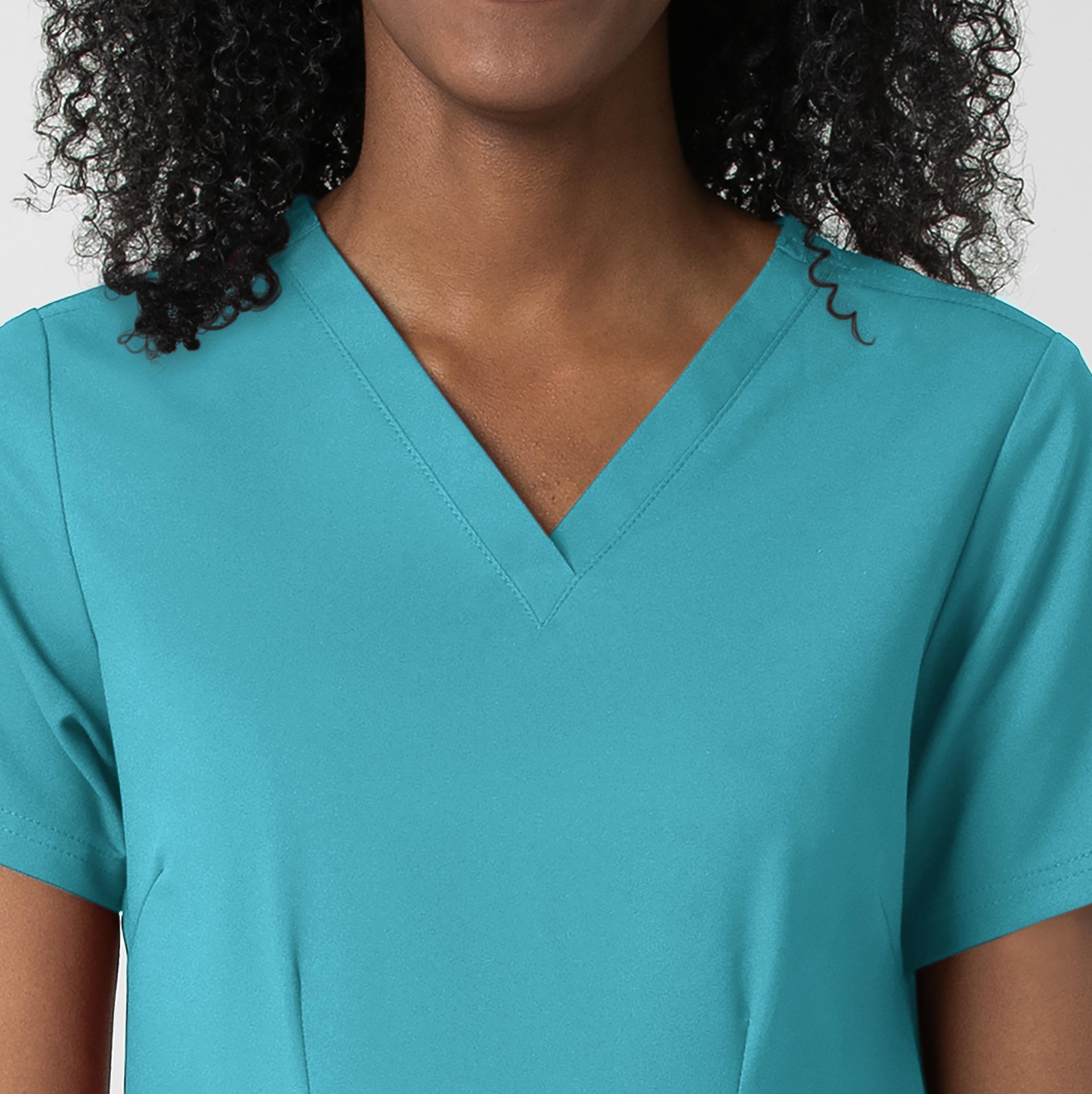 Thrive 6122 Fitted 3-Pocket V-Neck Scrub Top Teal Blue