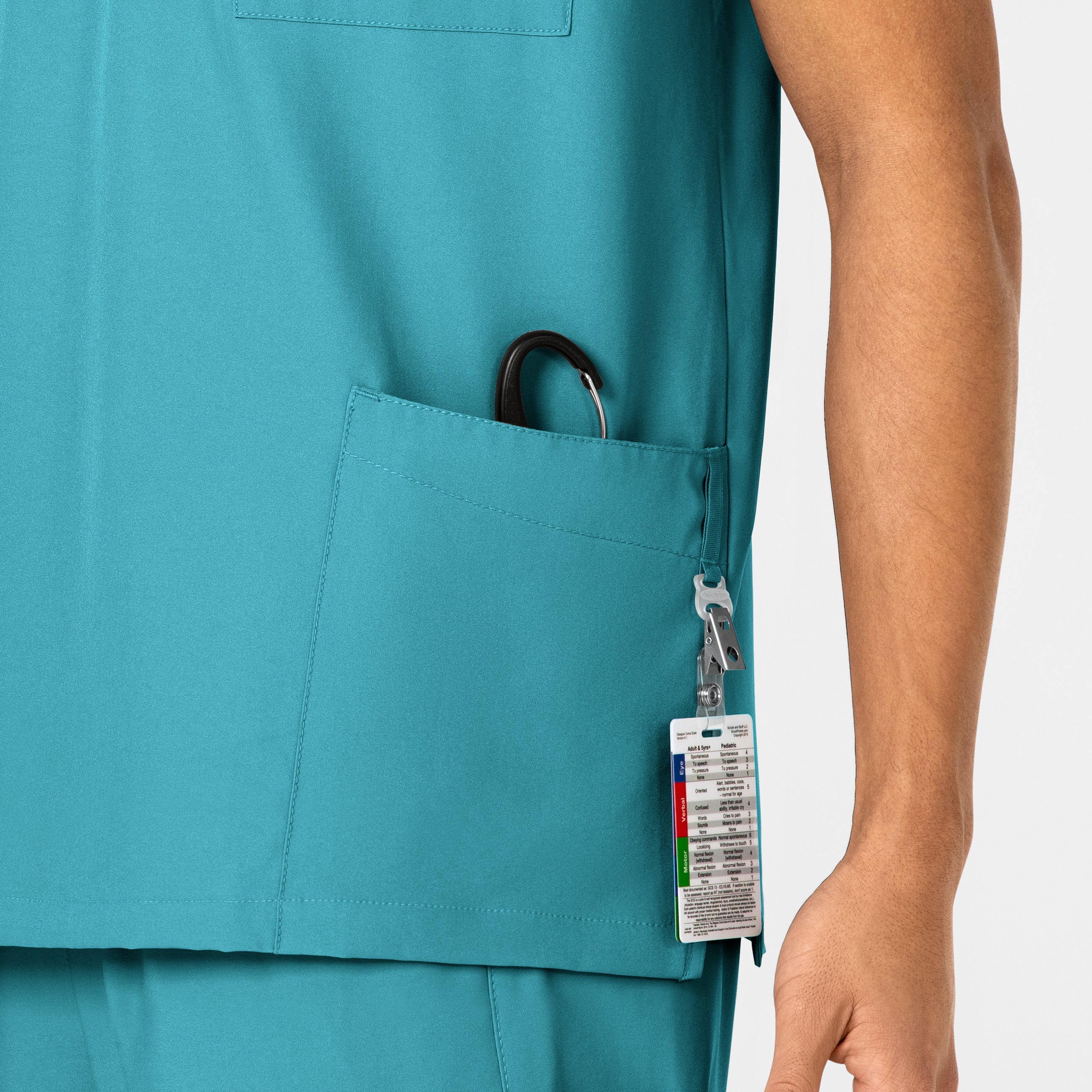 W123 6855 Unisex 4 Pocket Utility Scrub Top Teal Blue