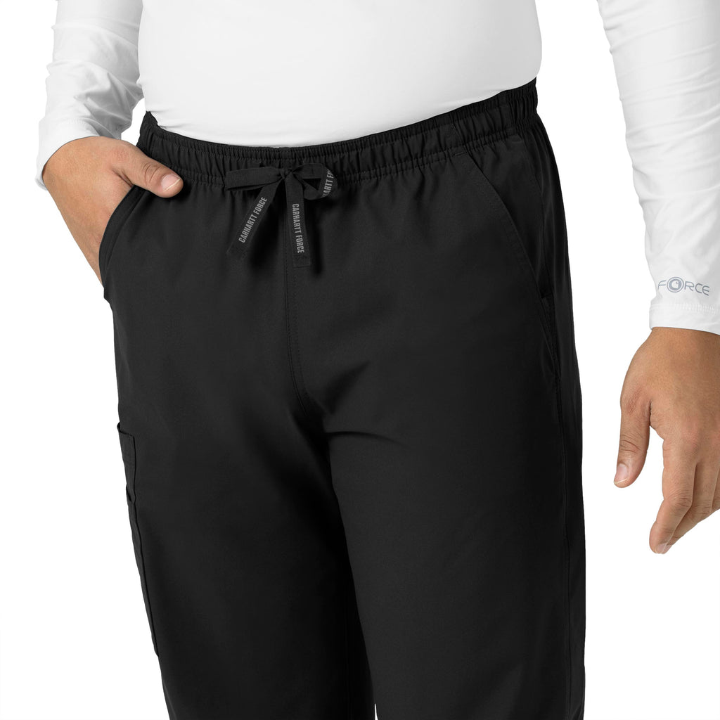 Force Essentials C55013 Unisex Elastic Waist Cargo Scrub Pants Black