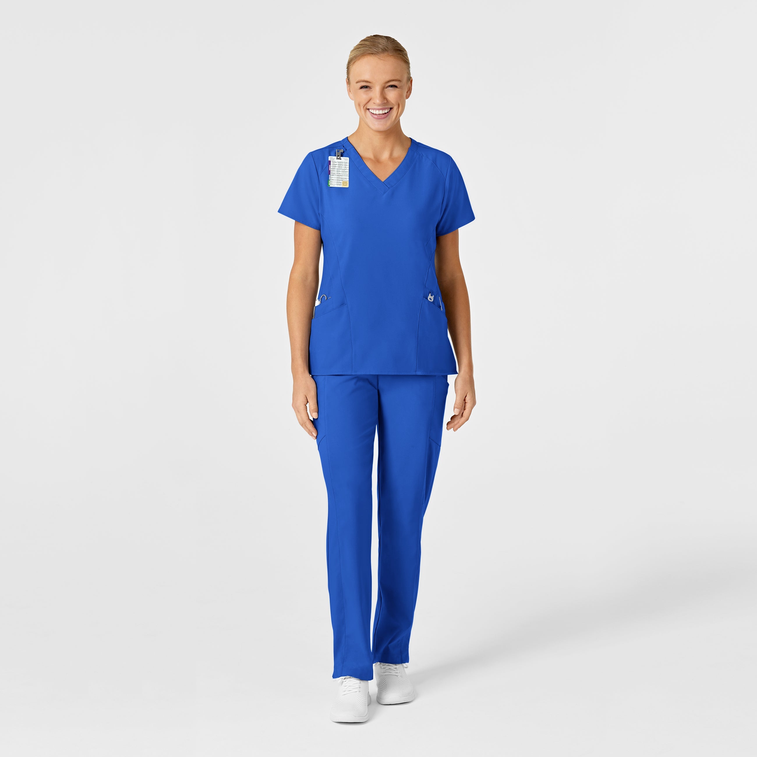 W123 6155 Stylized V-Neck Scrub Top Royal