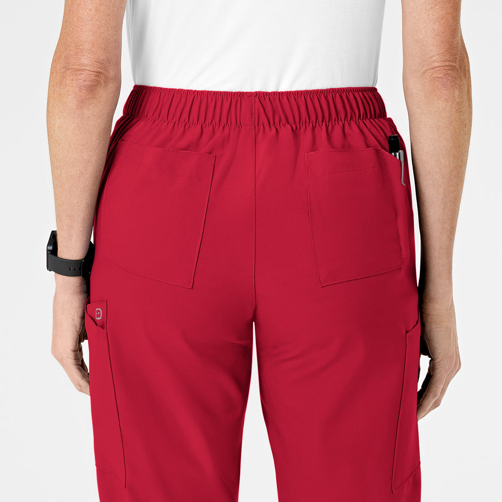 W123 5155 Flat Front Cargo Scrub Pants Red