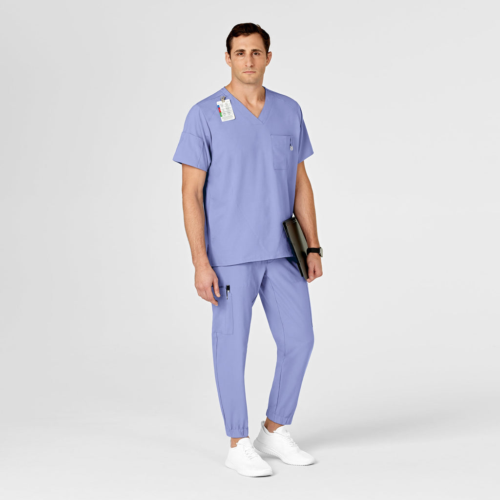 W123 5655 Men's Cargo Jogger Scrub Pants Ceil Blue