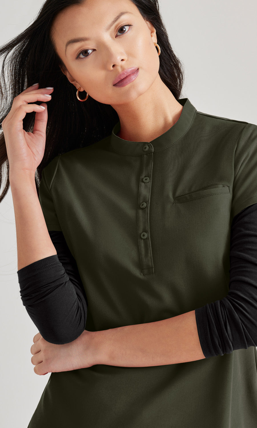 Barco Unify BUT163 Mission Scrub Top Olive