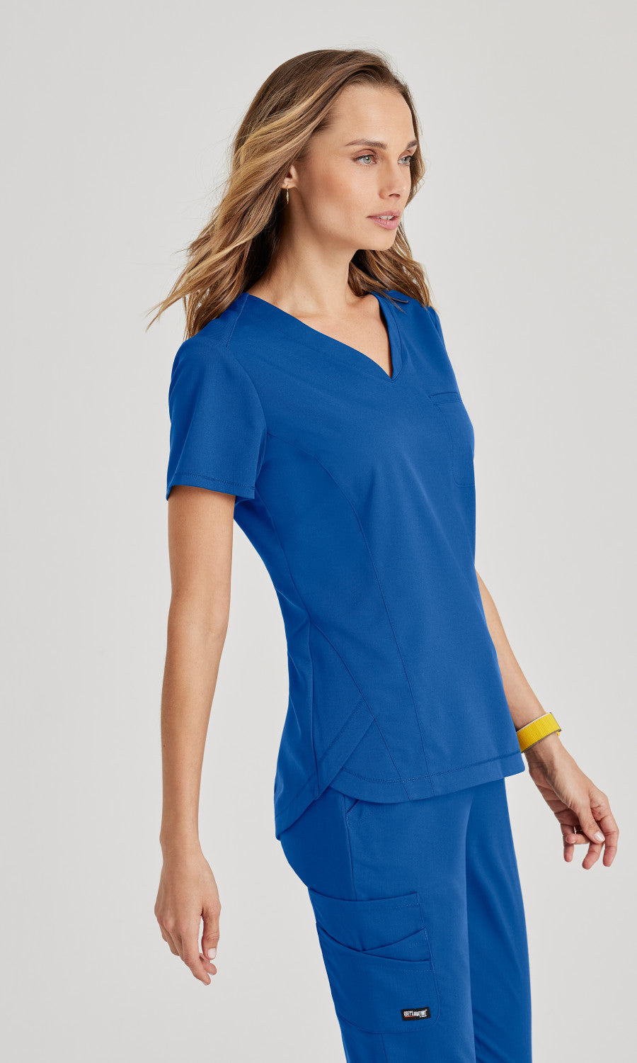Grey's Anatomy Stretch GRST136 Capri Tuck-in Scrub Top New Royal