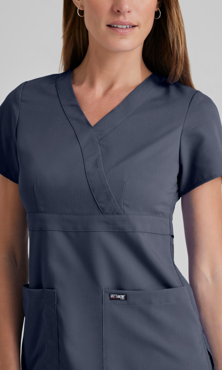 Grey's Anatomy 4153 Riley Scrub Top Steel