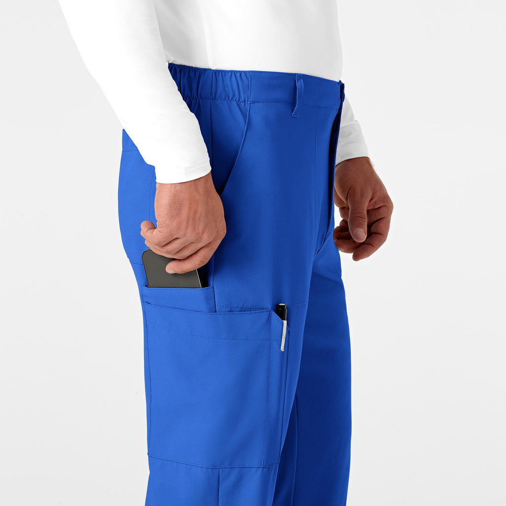 W123 5355 Men's Flat Front Cargo Scrub Pants Royal