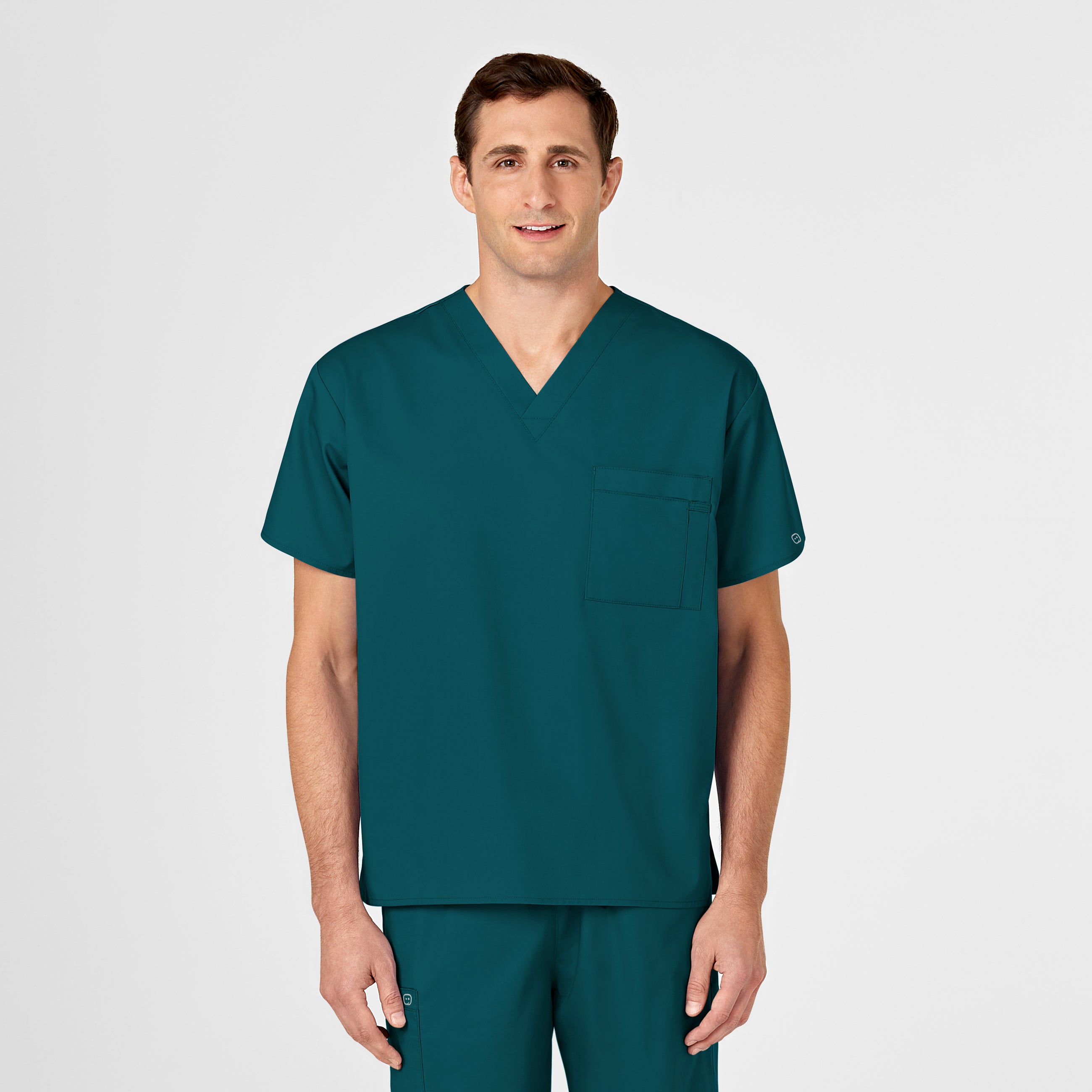 WonderWORK 100 Unisex V-Neck Scrub Top Caribbean Blue