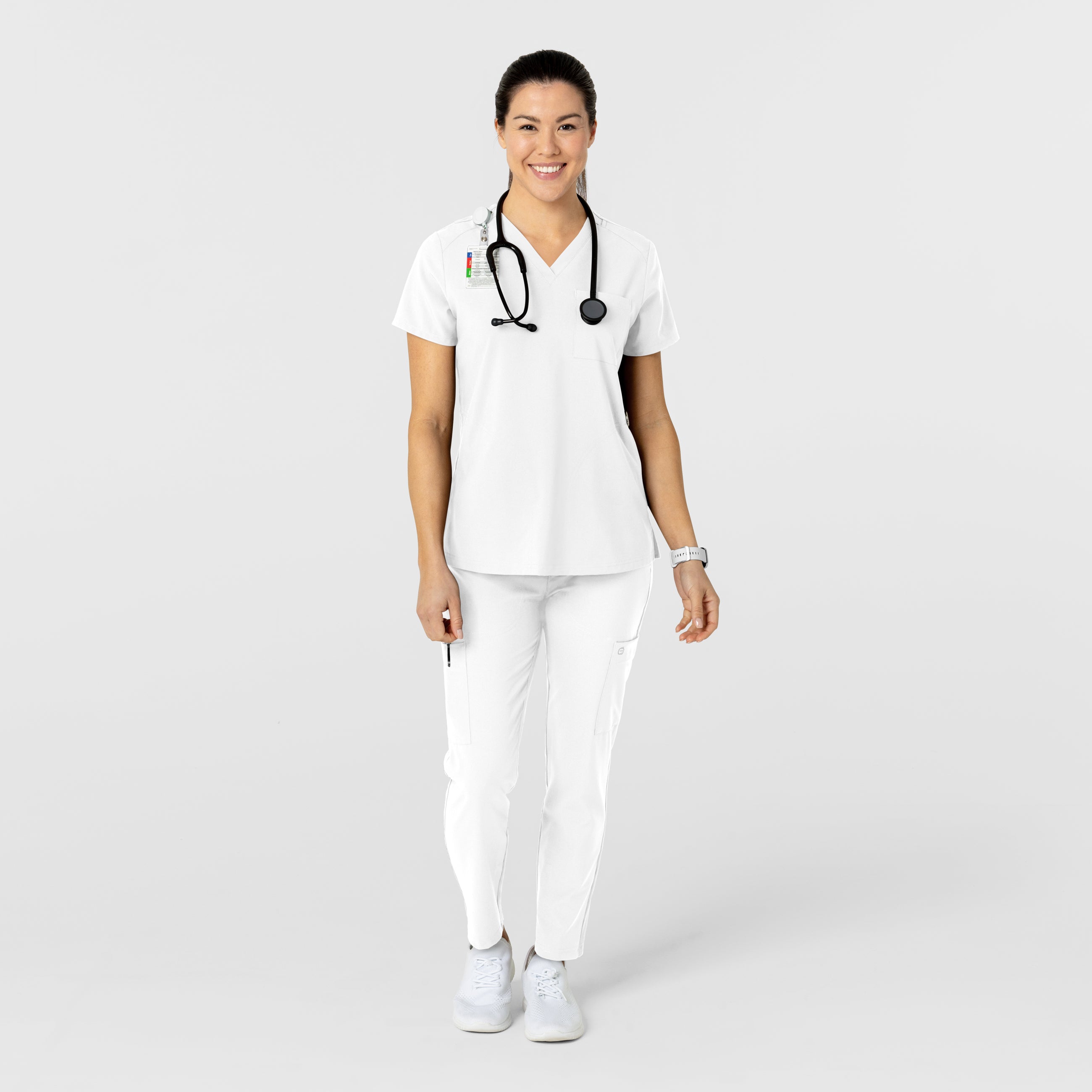 W123 5045 Flex-n-Reach Track Scrub Pants White